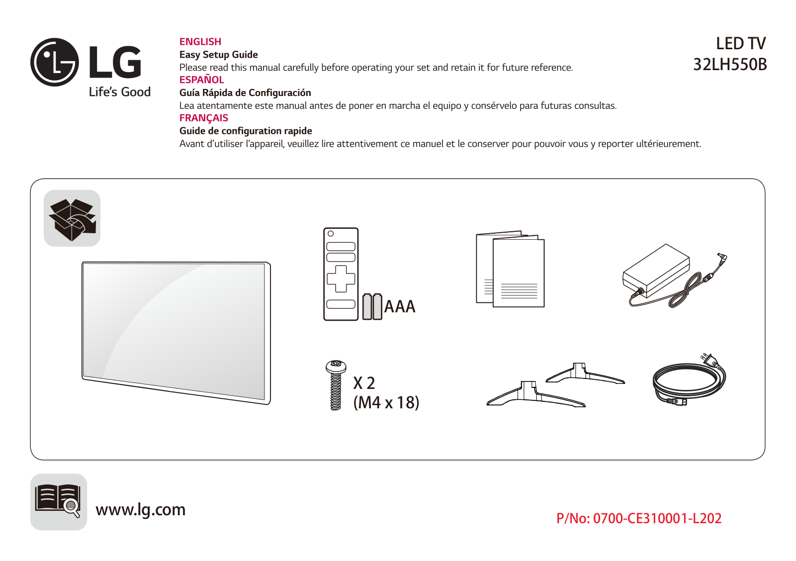 LG 32LH550B QUICK SETUP GUIDE