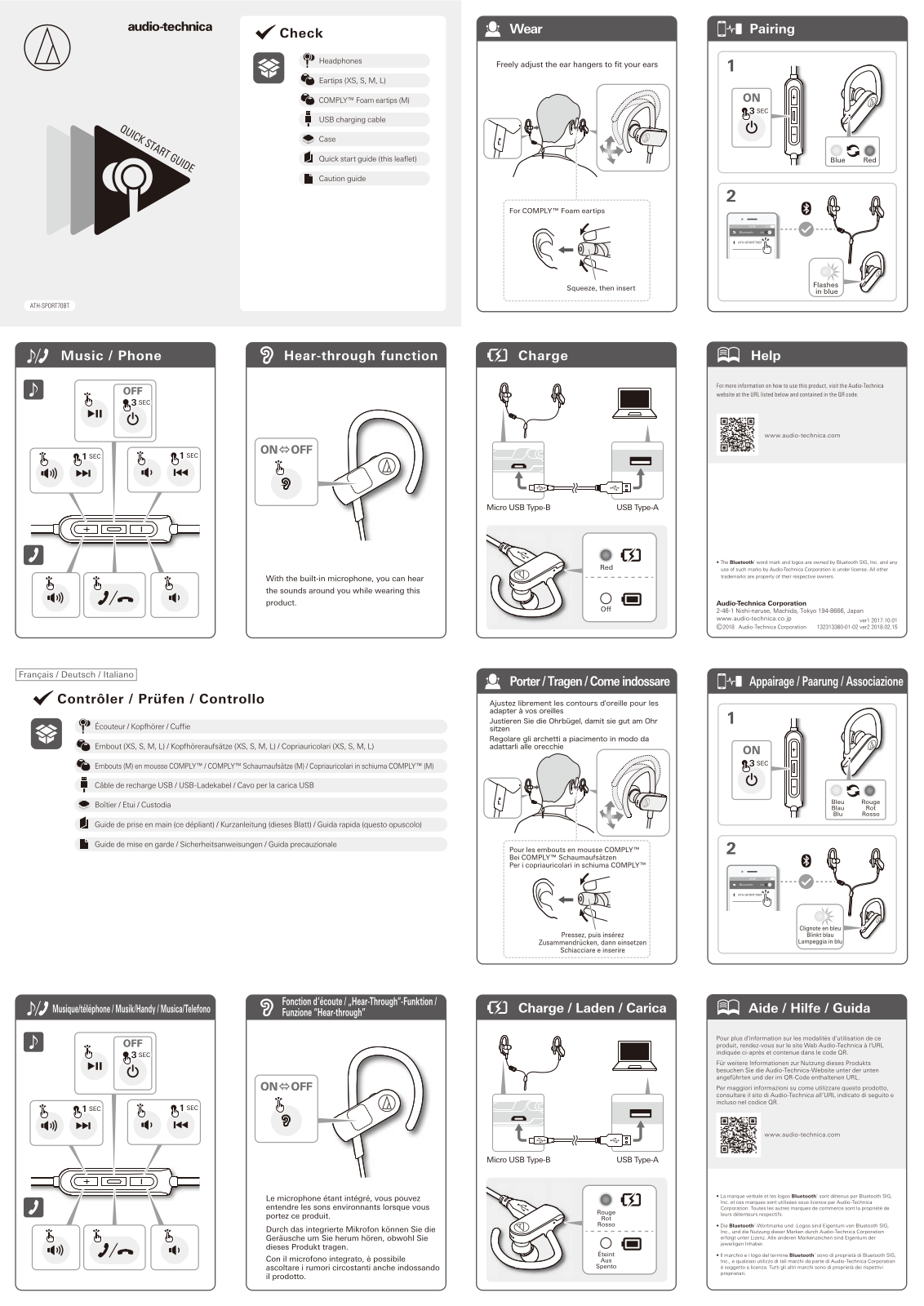 Audio Technica SPORT70BT User Manual