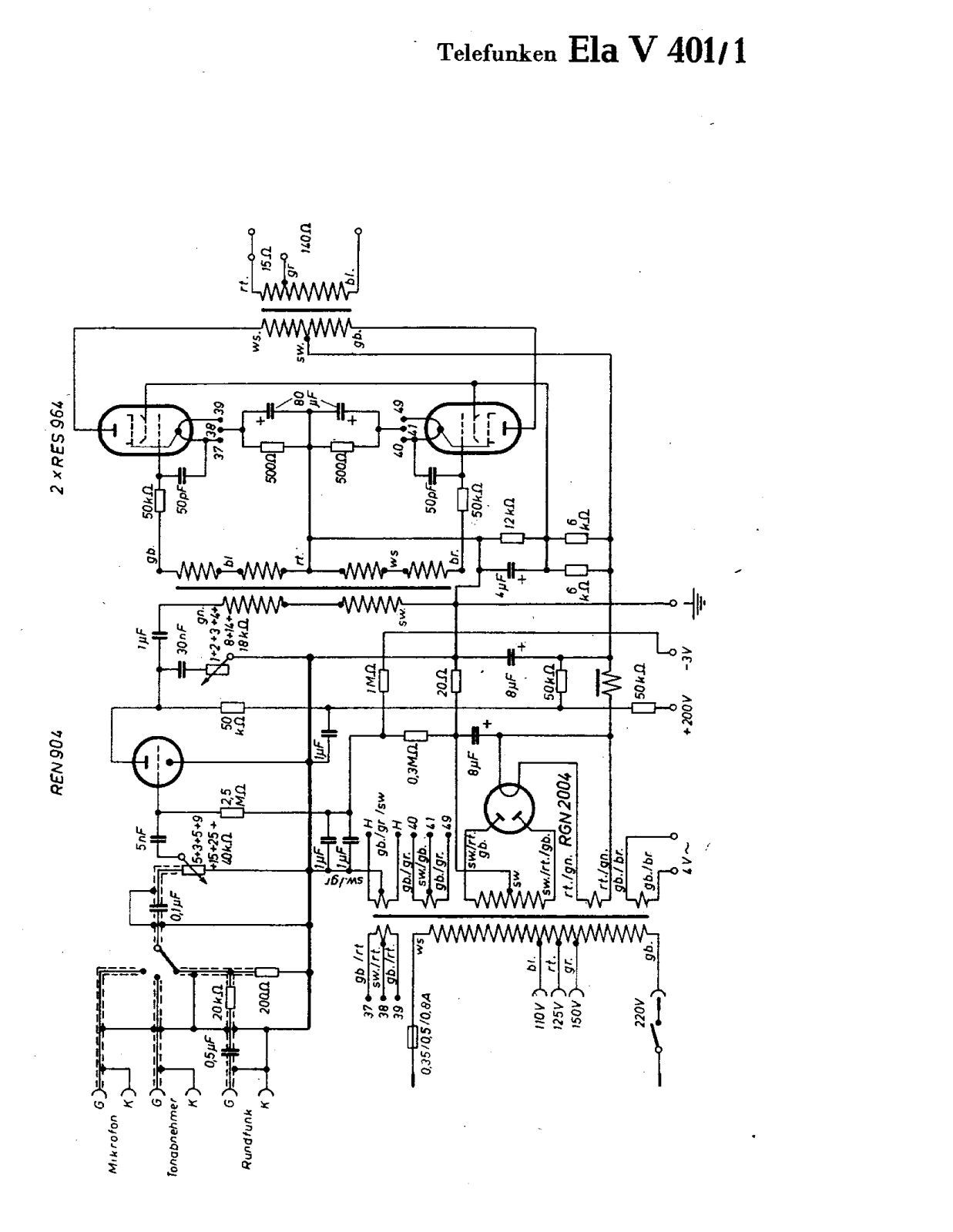 Telefunken Ela-V401-1 Schematic