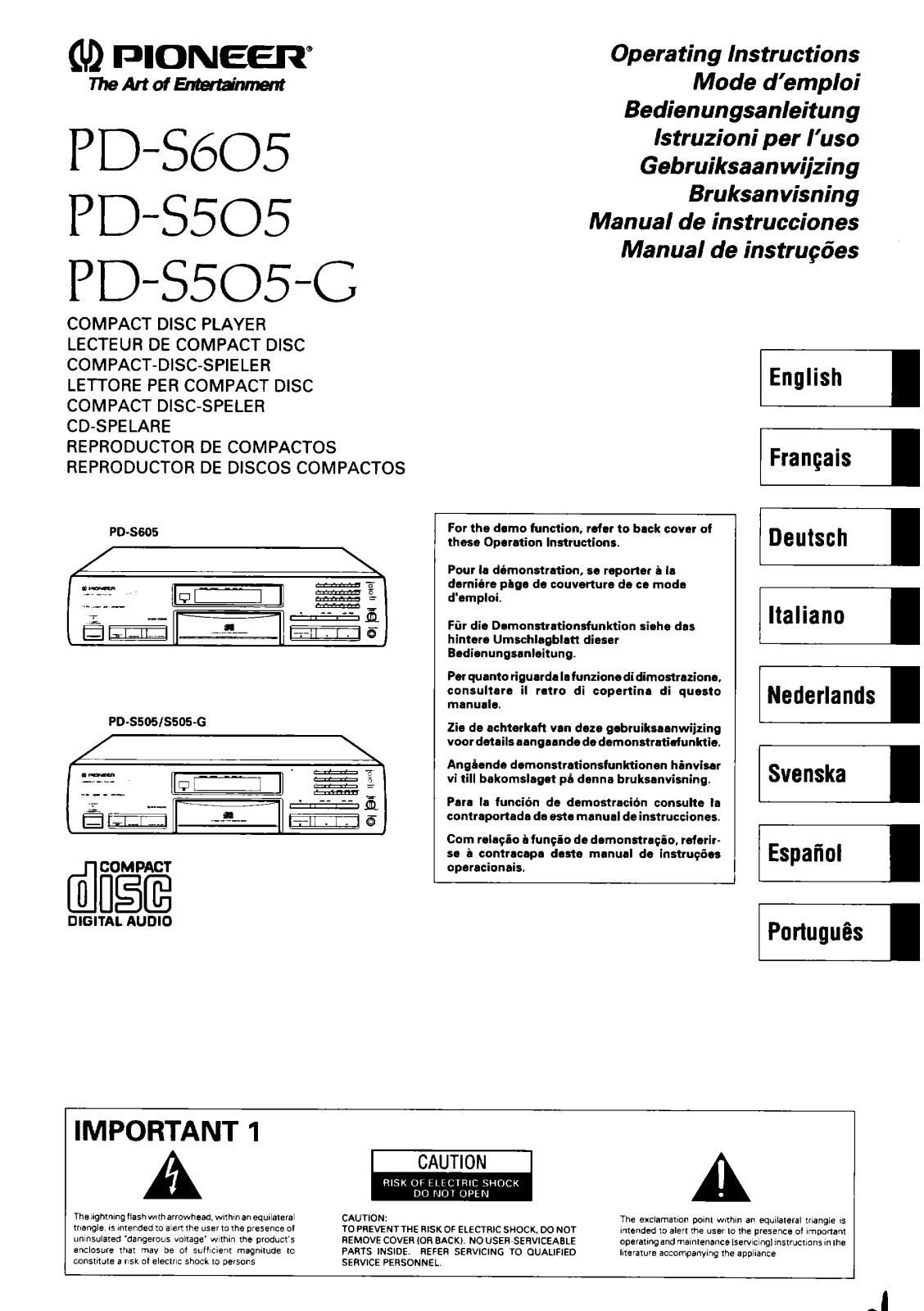 Pioneer PDS-605 Owners manual