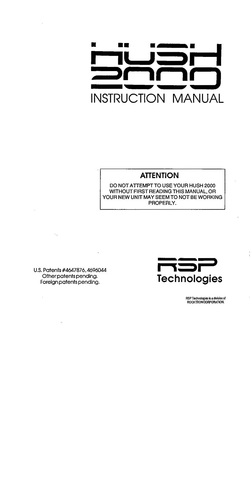 Rocktron HUSH2000 User Manual