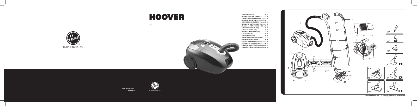 Hoover OP60ALG011 User Manual