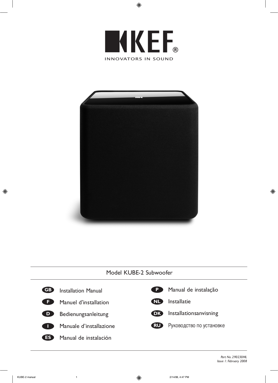 KEF Kube 2 Owners manual