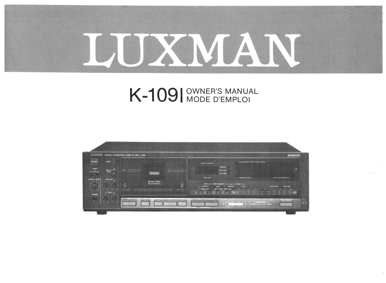 Luxman K-109 Owners Manual