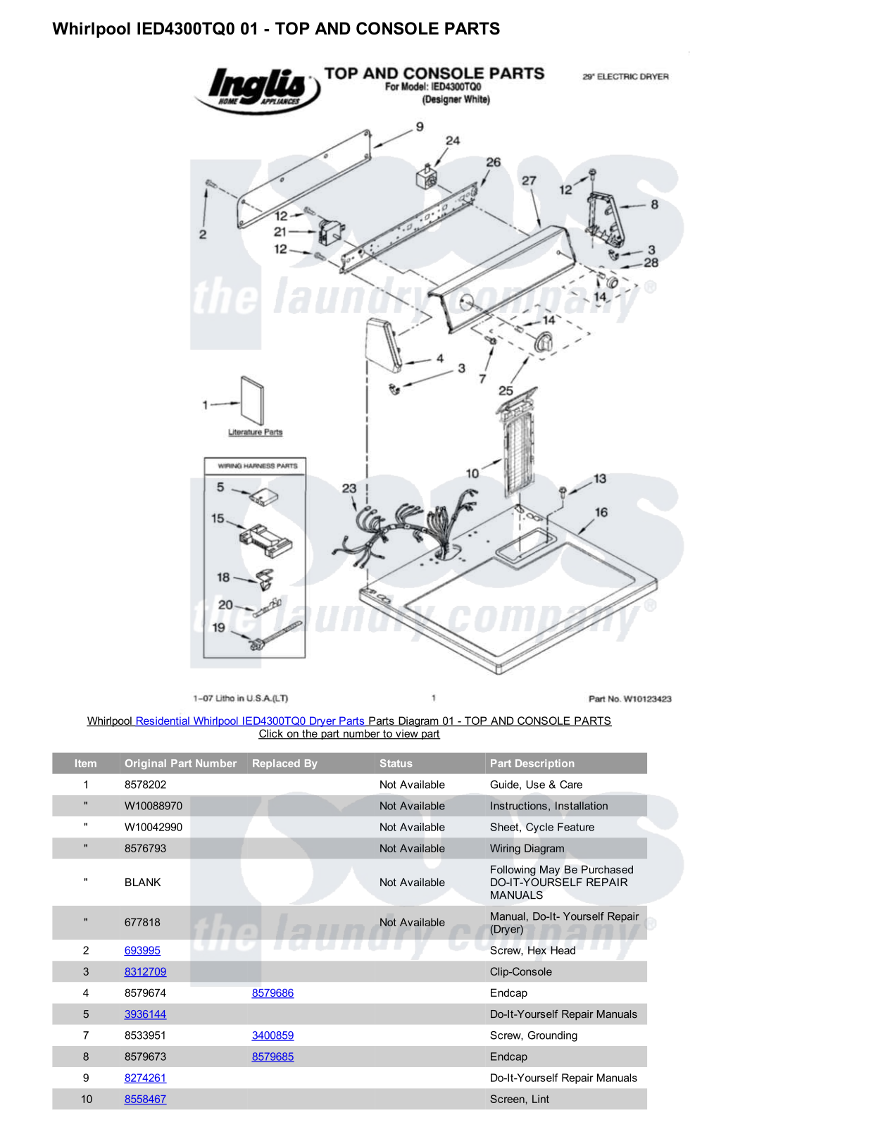 Whirlpool IED4300TQ0 Parts Diagram