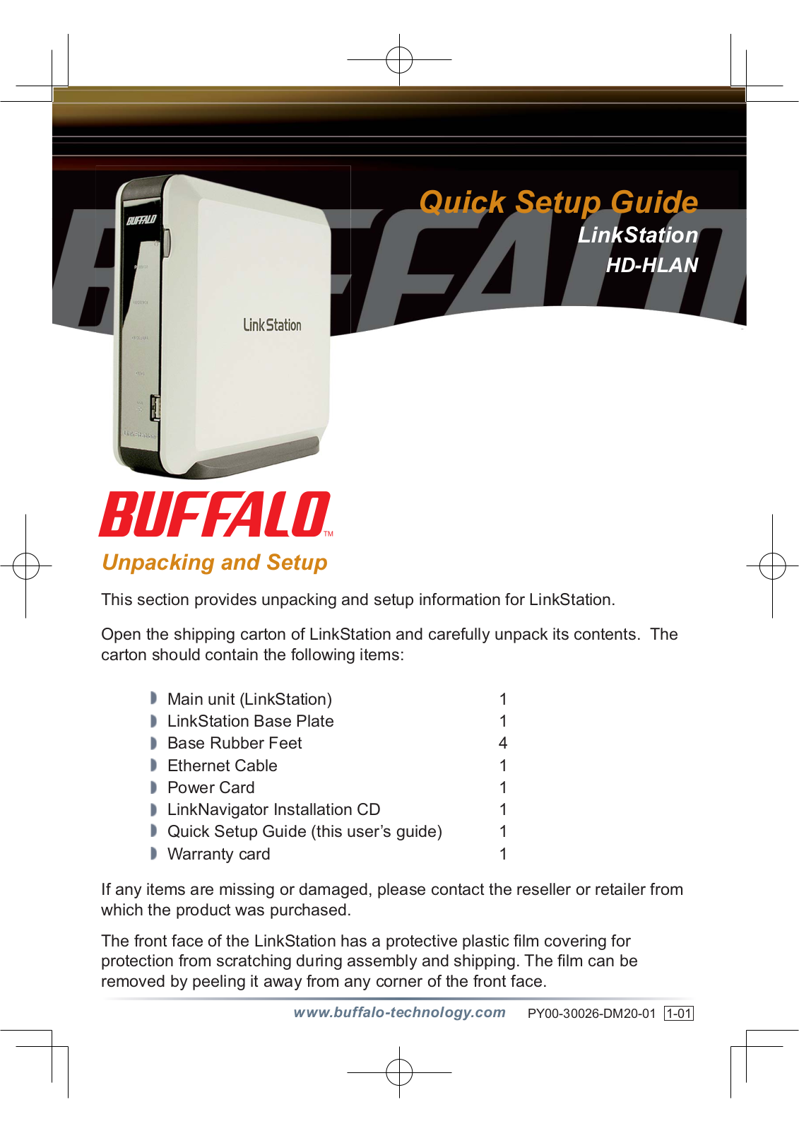 Buffalo HD-HLAN QUICK START GUIDE