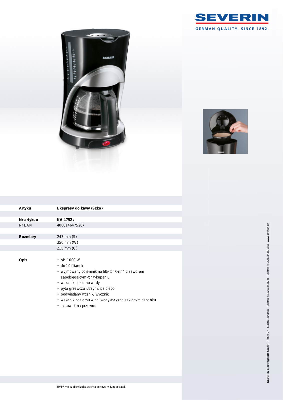 Severin KA 4752 User Manual