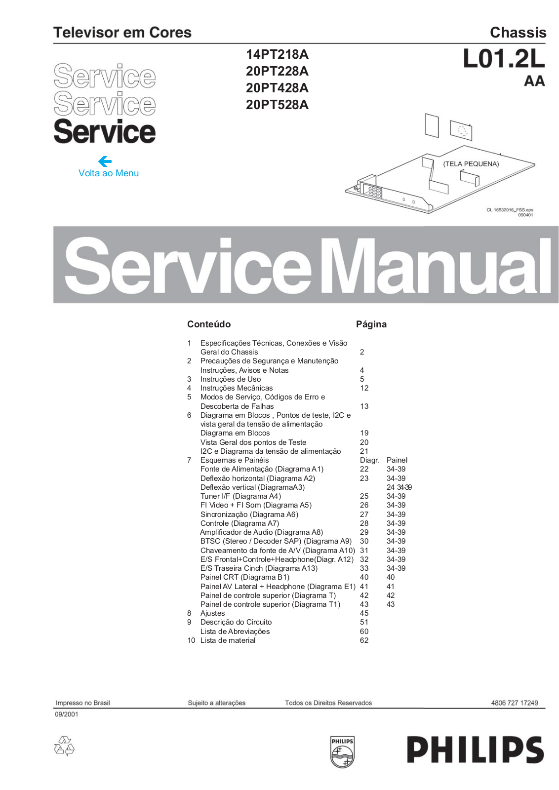 PHILIPS 14PT218A, 20PT228A, 20PT428A, 20PT528A Service Manual