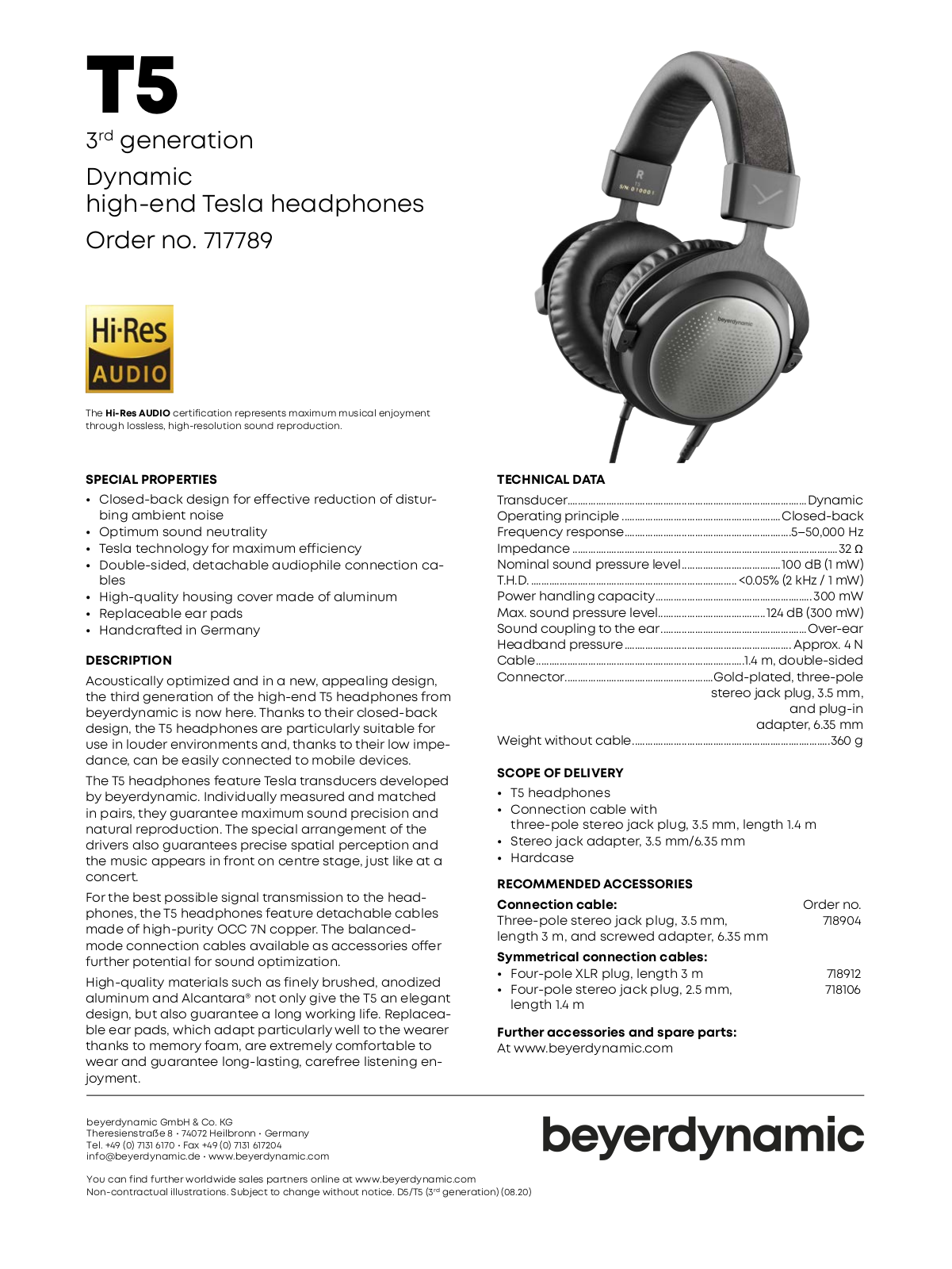 beyerdynamic T5 3rd User Manual