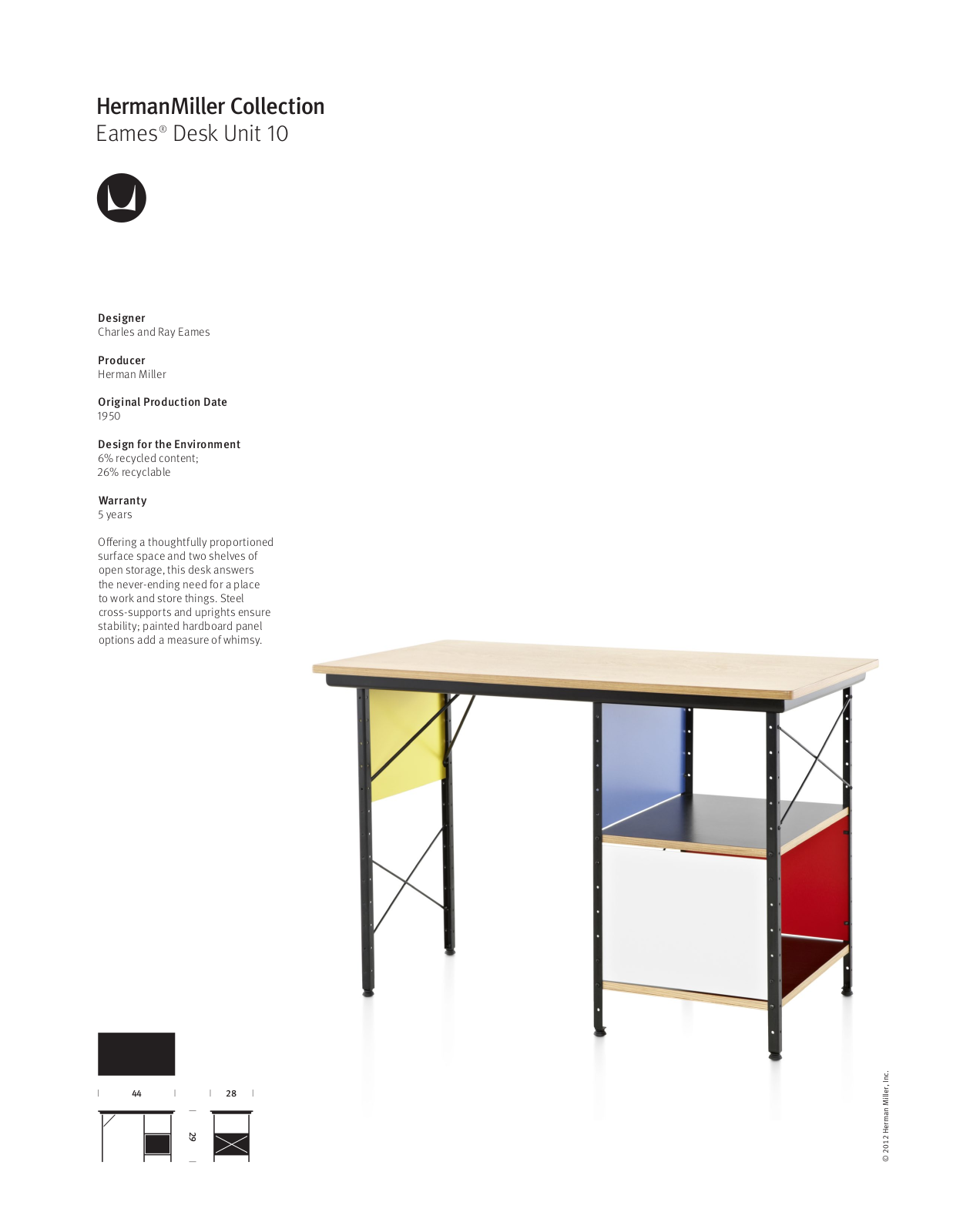 Herman Miller Eames Desk Unit 10 User Manual