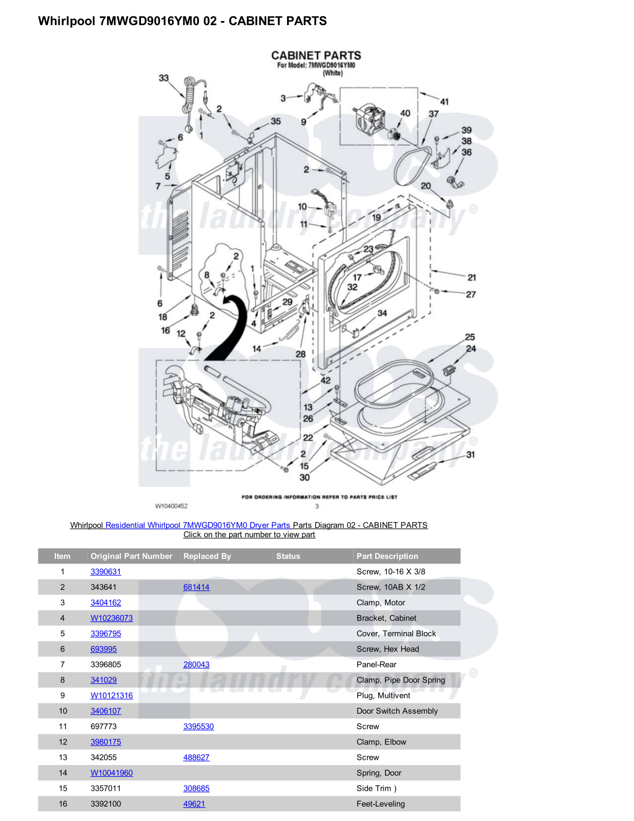 Whirlpool 7MWGD9016YM0 Parts Diagram