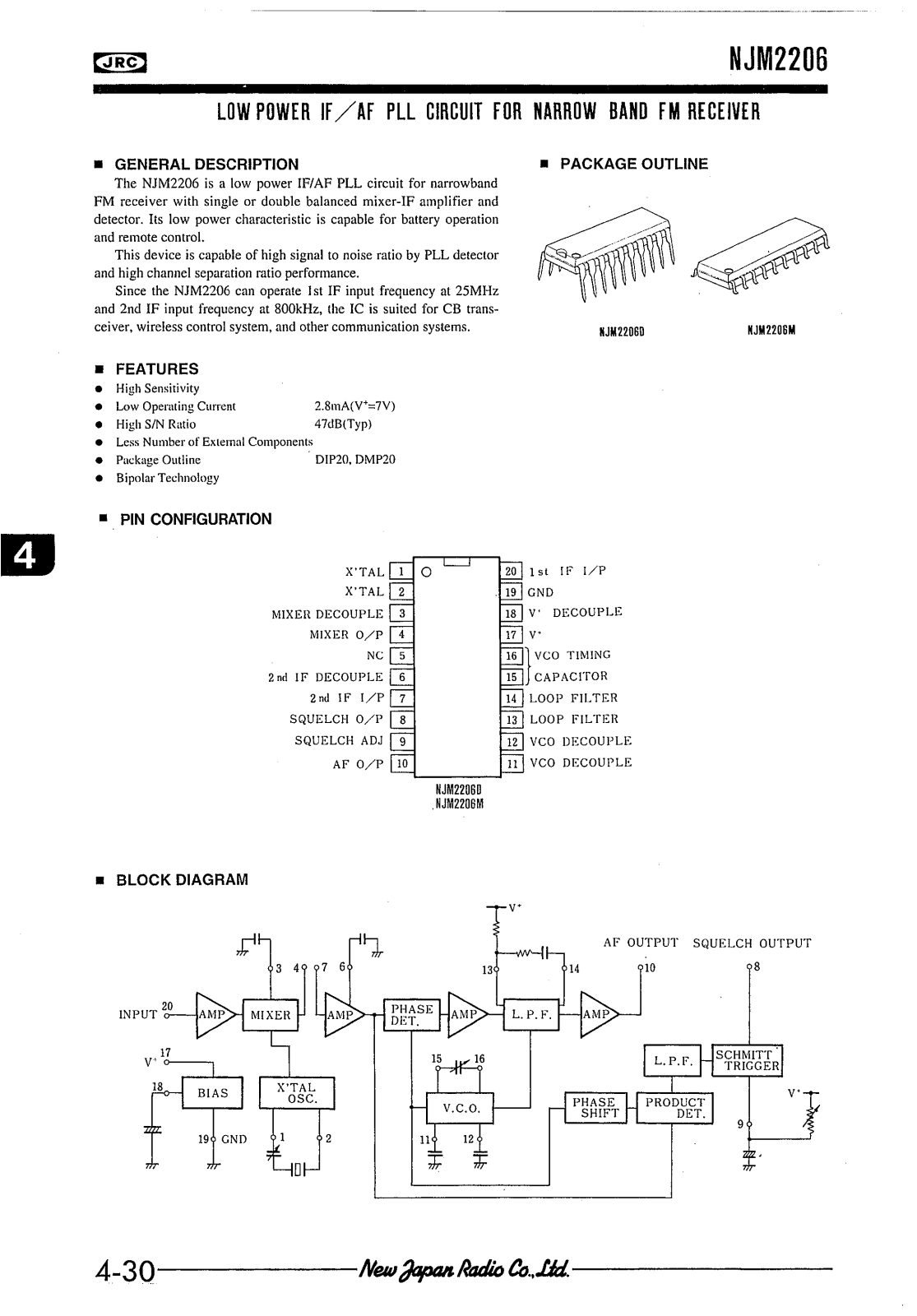 JRC NJM2206M, NJM2206D Datasheet