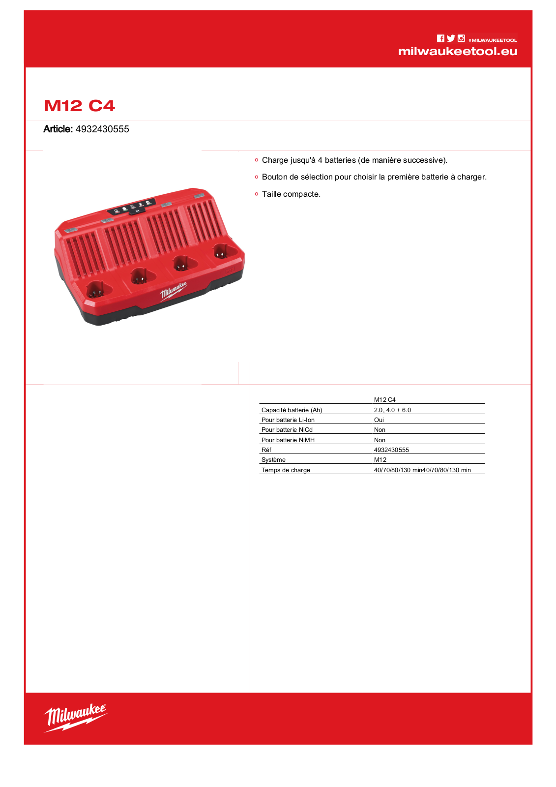 Milwaukee 4932430554, M12 C4 Specification - ManualMachine.com