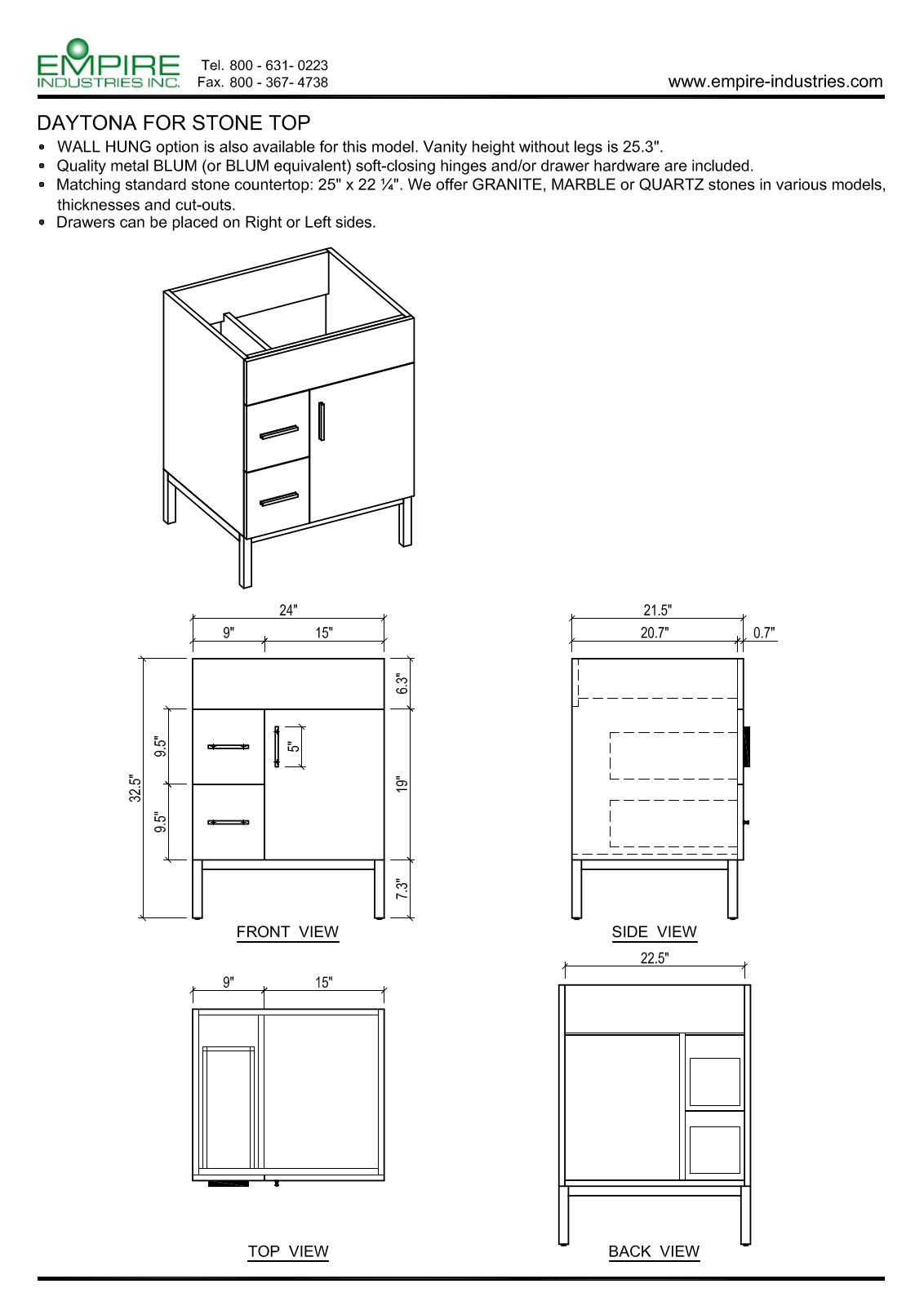 Empire Industries WDS2412MSPR, DS2412WMPL Specs