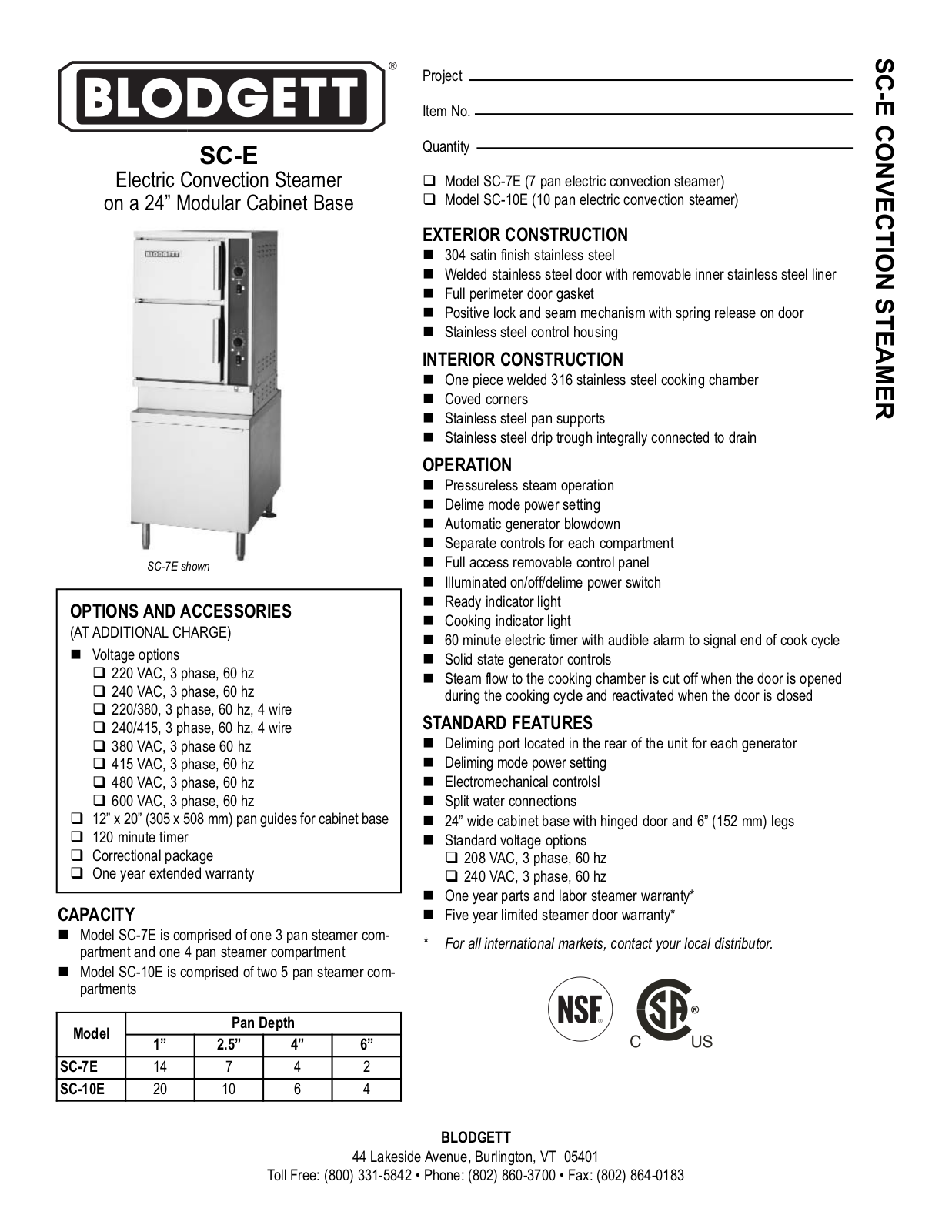 Blodgett SC-7E General Manual