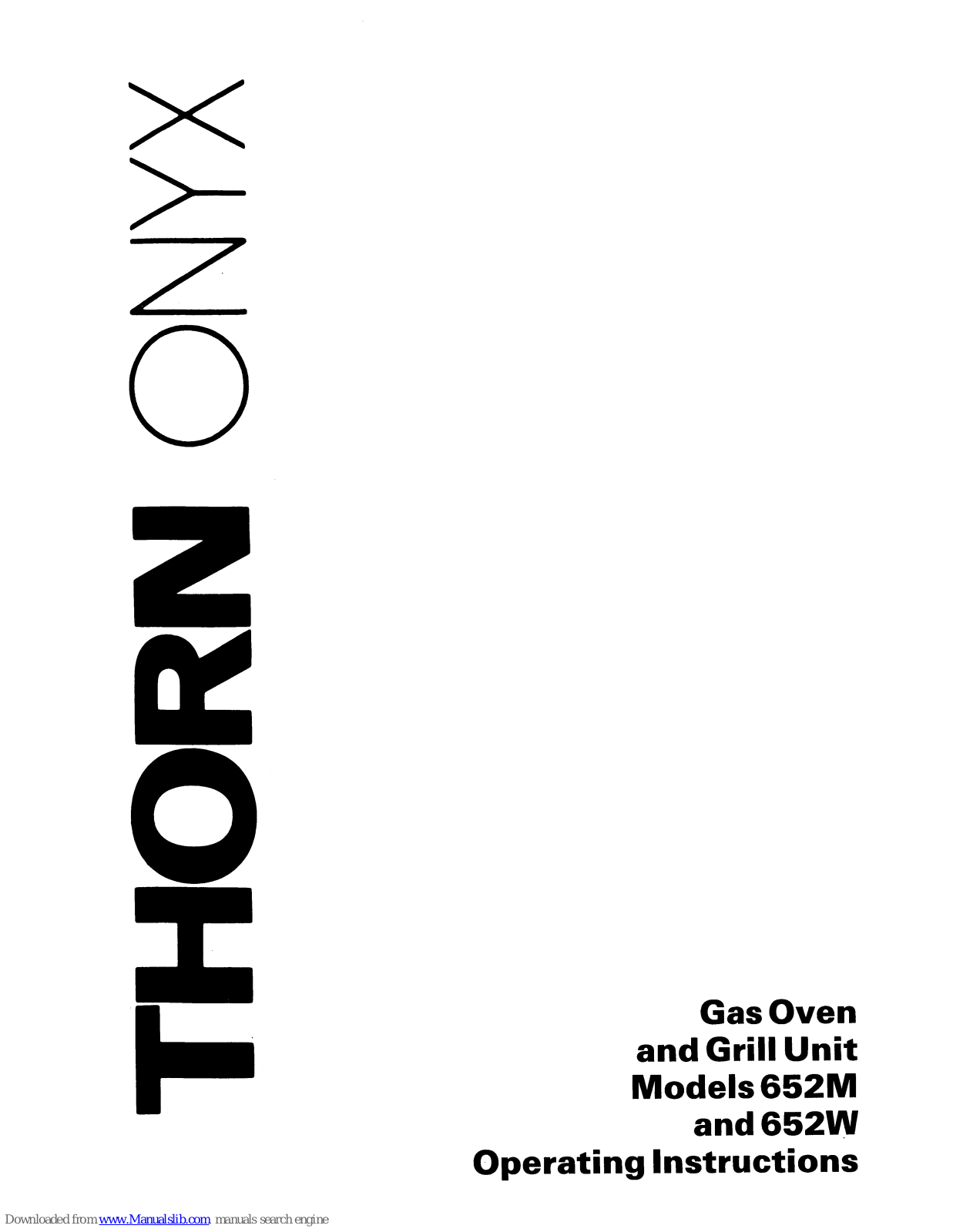 Parkinson Cowan THORN ONYX 652M, THORN ONYX 652W Operating Instructions Manual