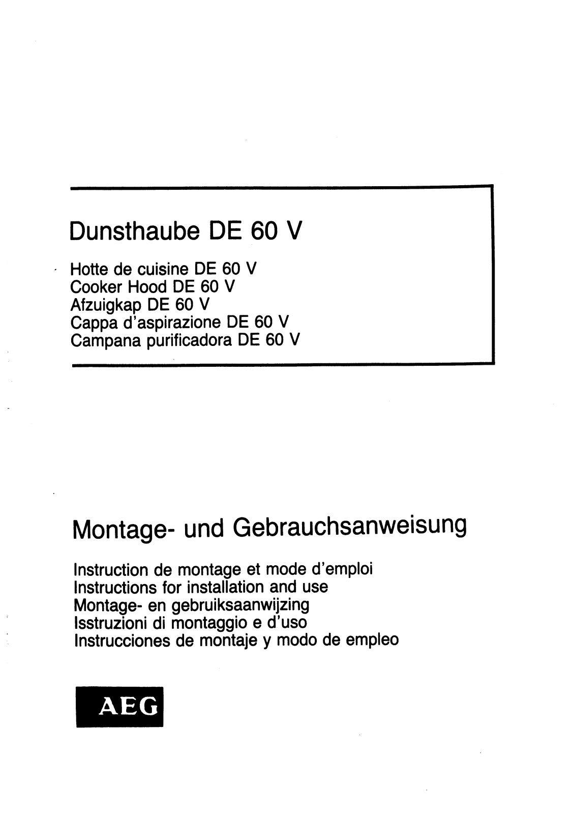 AEG DE60 V User Manual