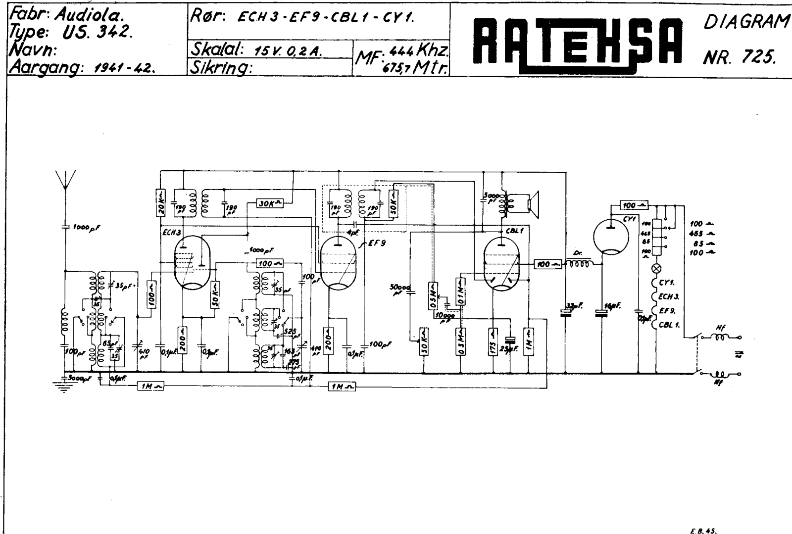 Audiola US342 Schematic