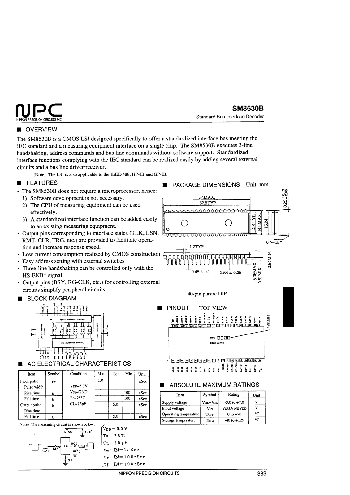 NPC SM8530B Datasheet