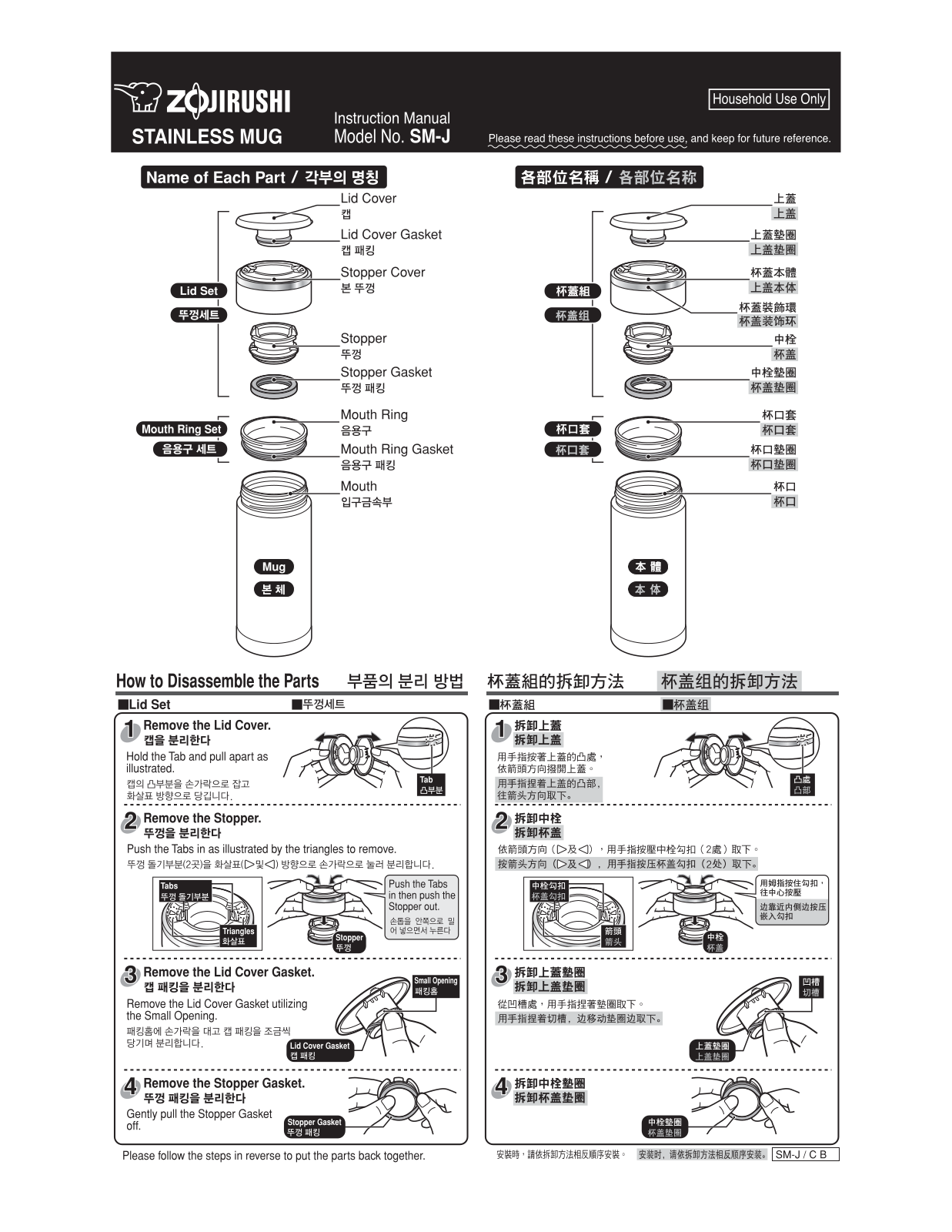 Zojirushi SM-J user manual