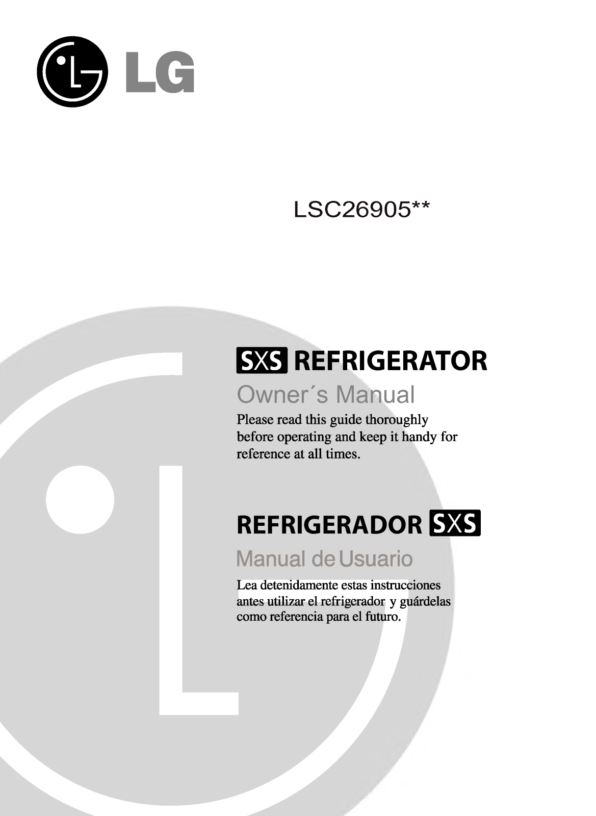 LG LSC26905SB, LSC26905SW, LSC26905TT User Manual