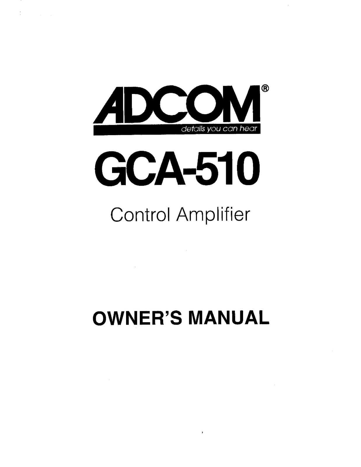 Adcom GCA-510 User Manual