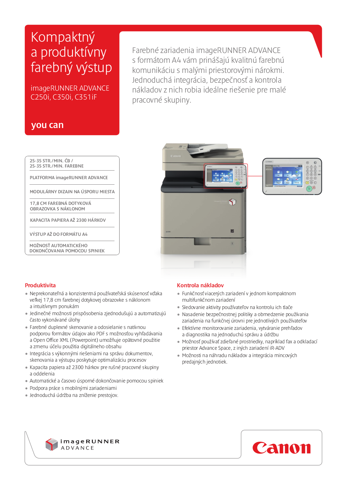 Canon imageRUNNER ADVANCE C250i, imageRUNNER ADVANCE C350i, imageRUNNER ADVANCE C351iF BROCHURE