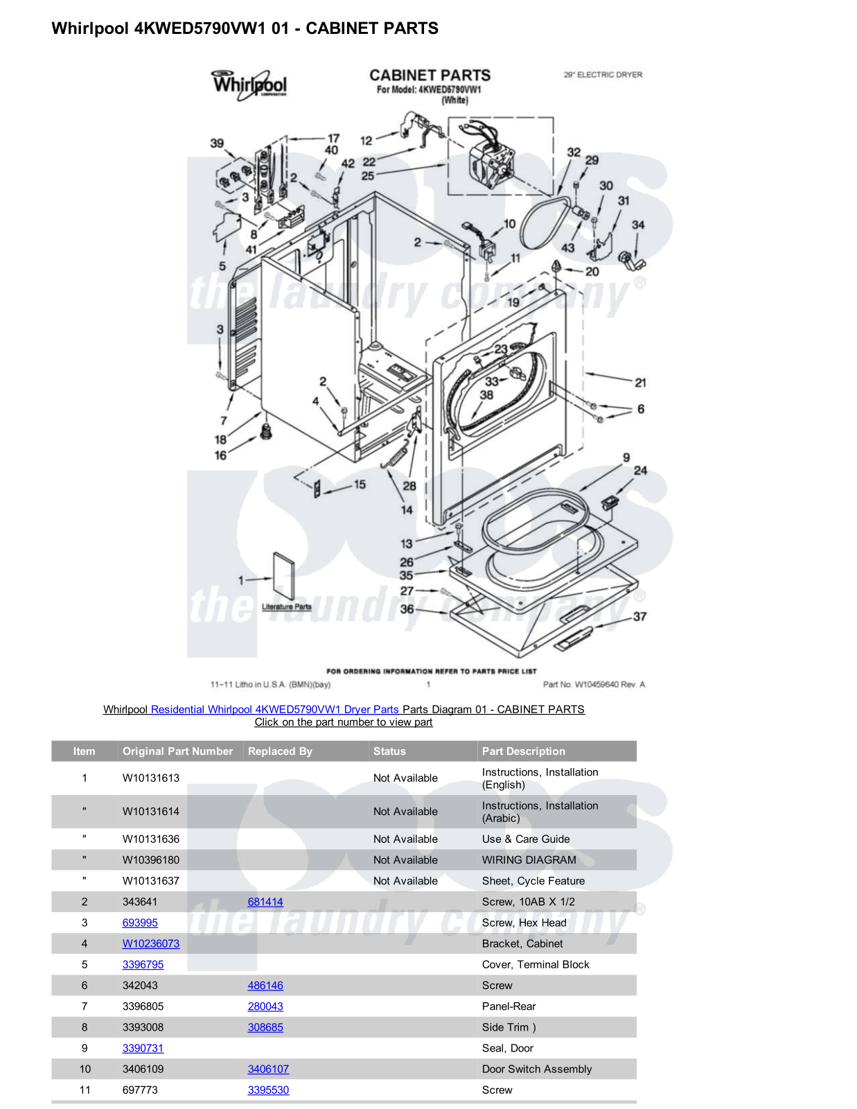 Whirlpool 4KWED5790VW1 Parts Diagram