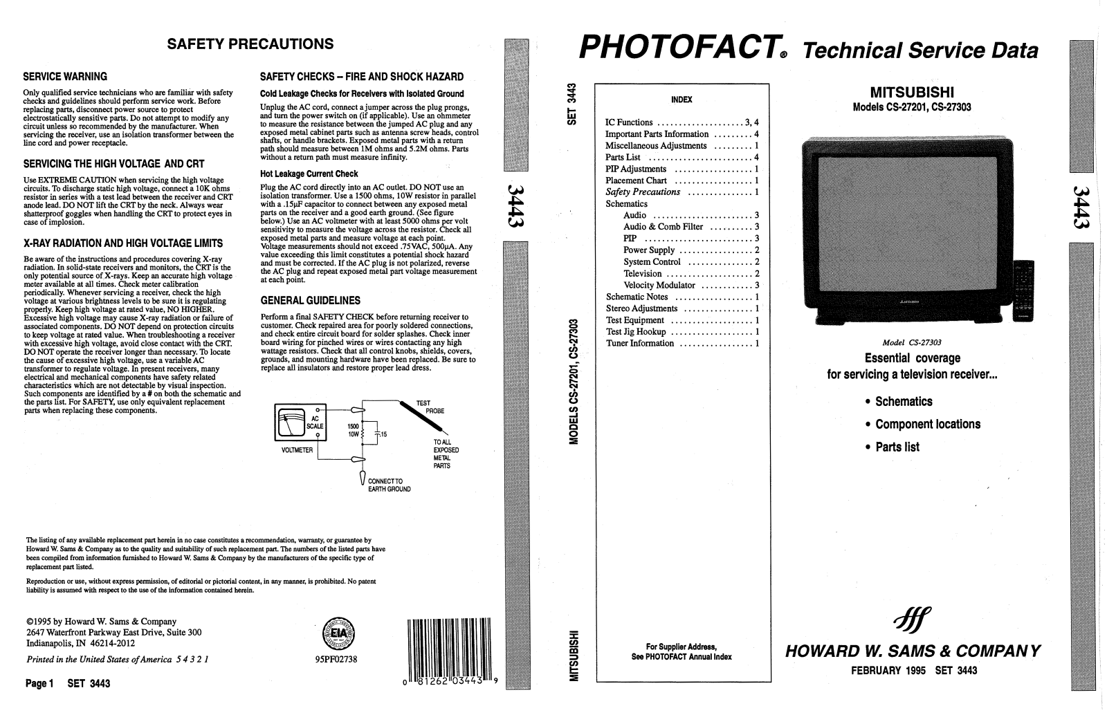 MITSUBISHI CS 27201, CS 27303 Service manual