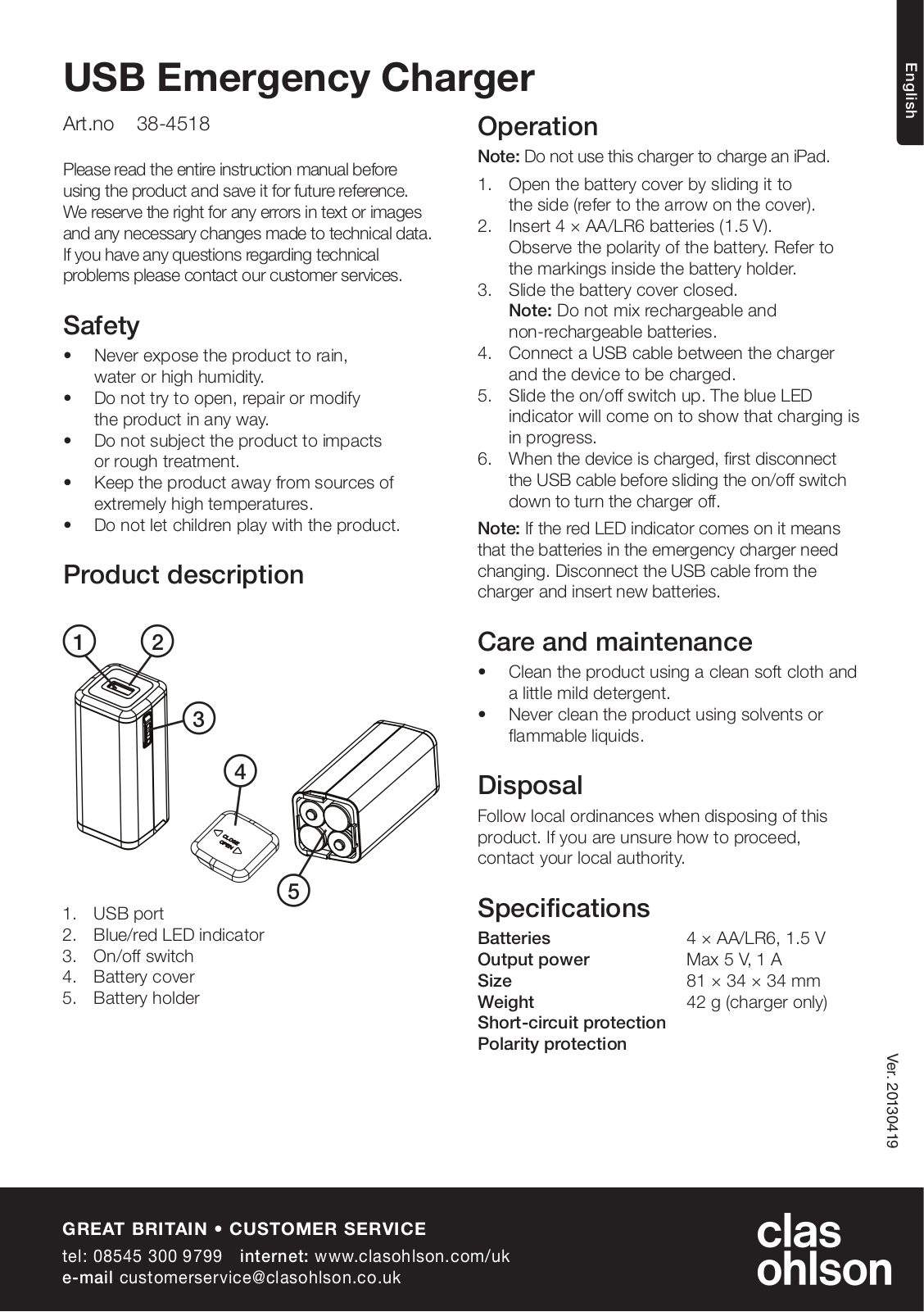 Clas Ohlson 38-4518 User Manual