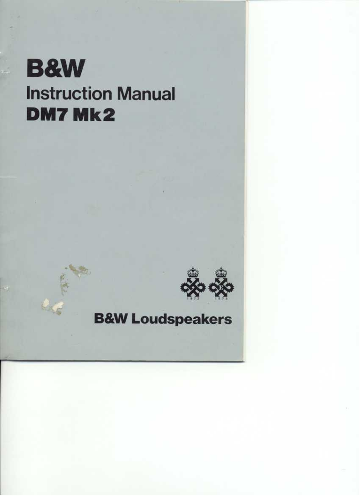 Bowers and Wilkins DM-7 Mk2 Owners manual