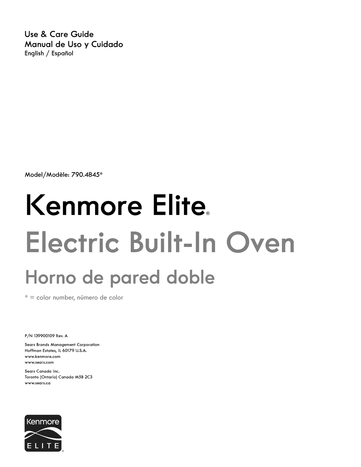Kenmore Elite 79048459411, 79048459410, 79048453411, 79048453410, 79048452411 Owner’s Manual