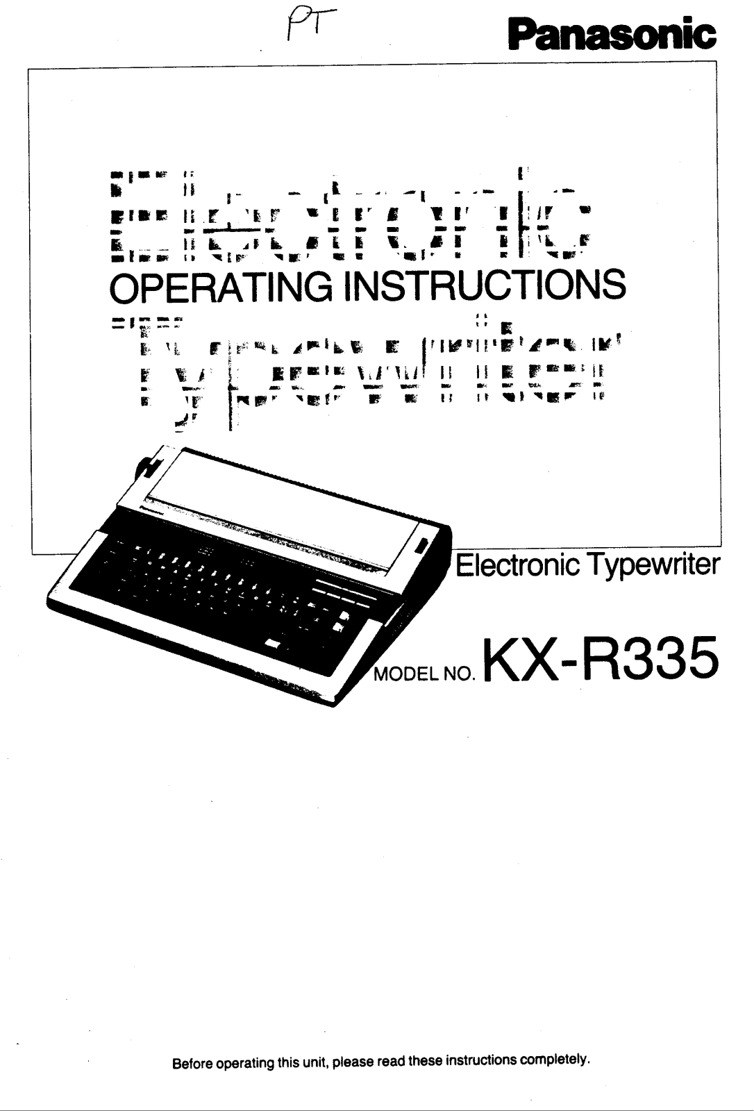 Panasonic kx-r335 Operation Manual