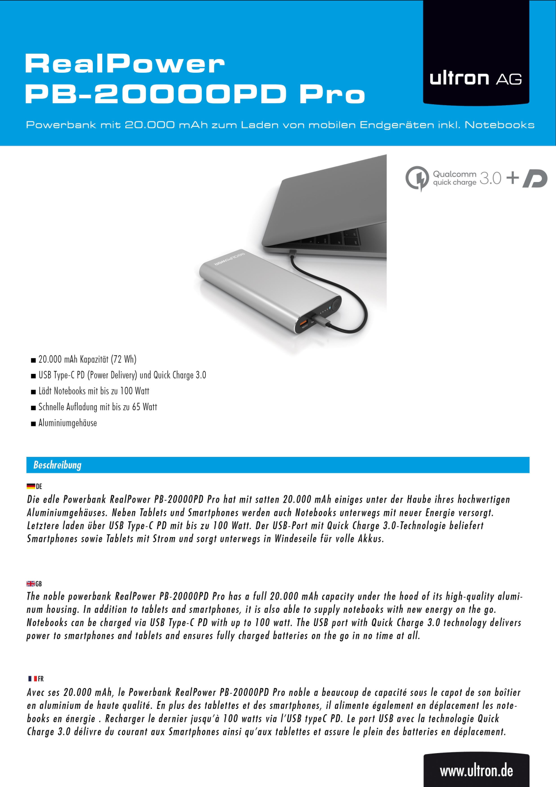 Ultron PB-20000PD Pro User Manual