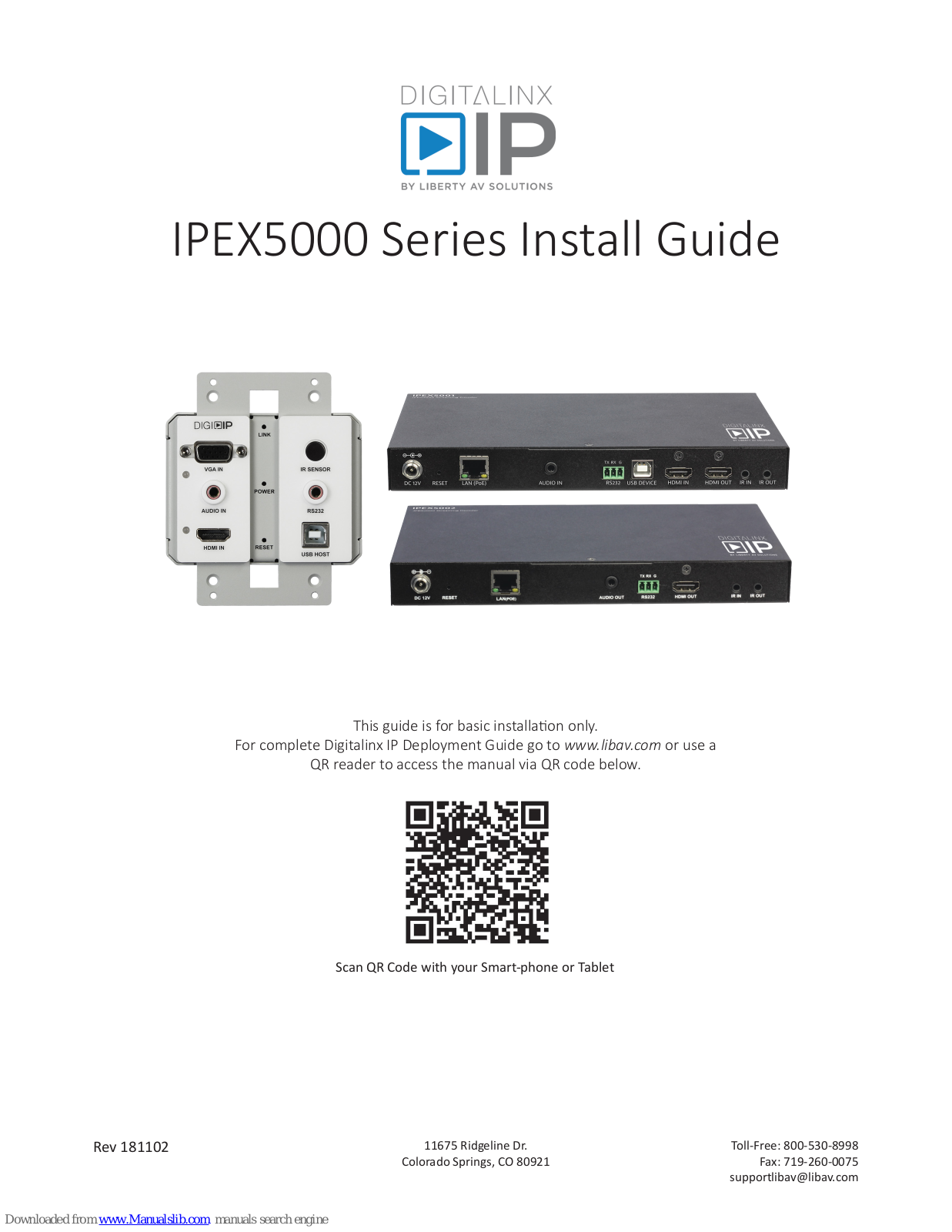 DigitaLinx IPEX5000 Series, IPEX5001-WP-W, IPEX5001, IPEX5002 Install Manual