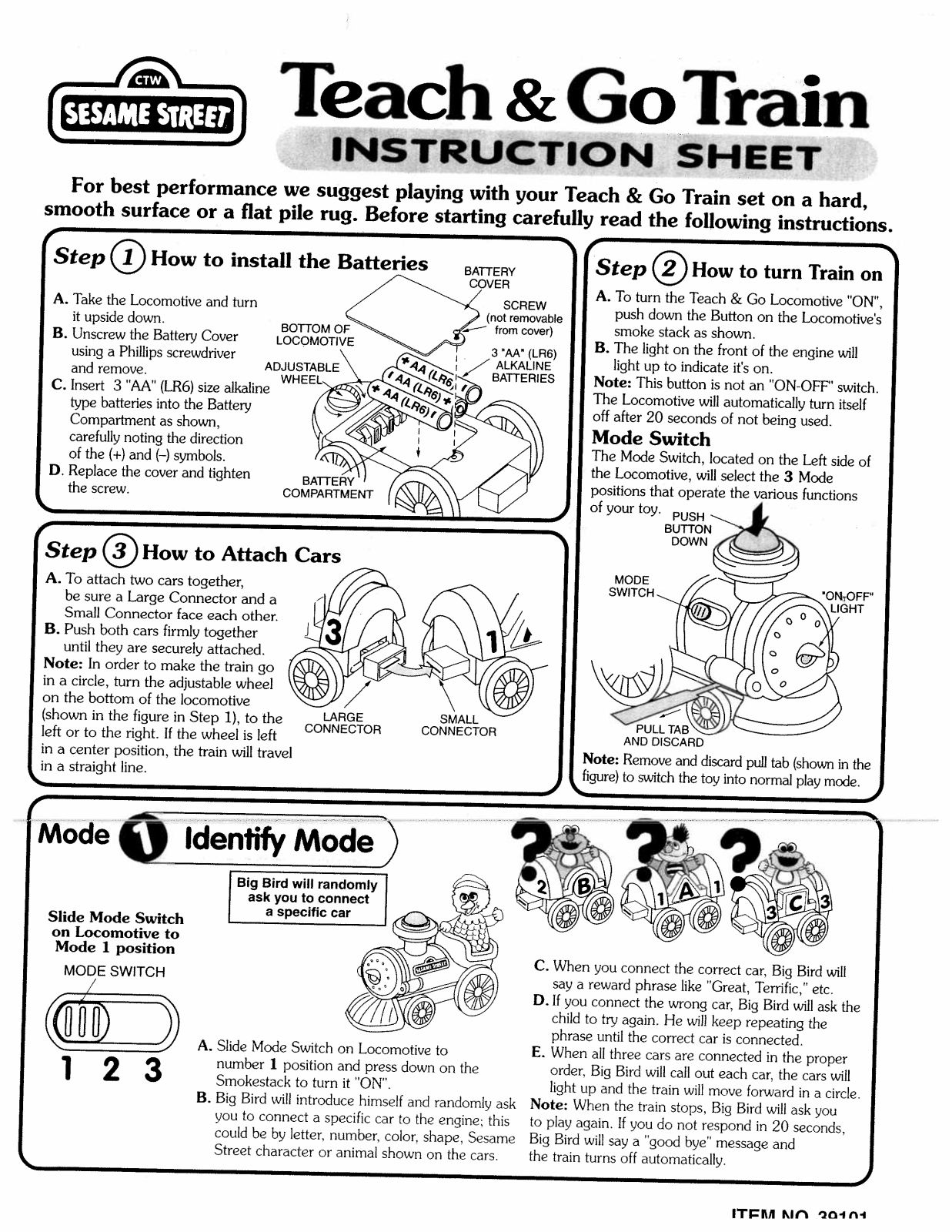 Fisher-Price 39101 Instruction Sheet