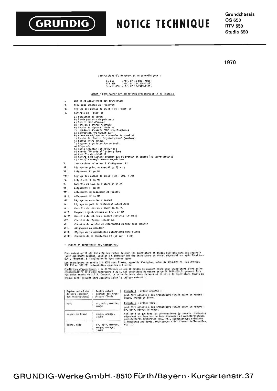 Grundig 650 Service Manual