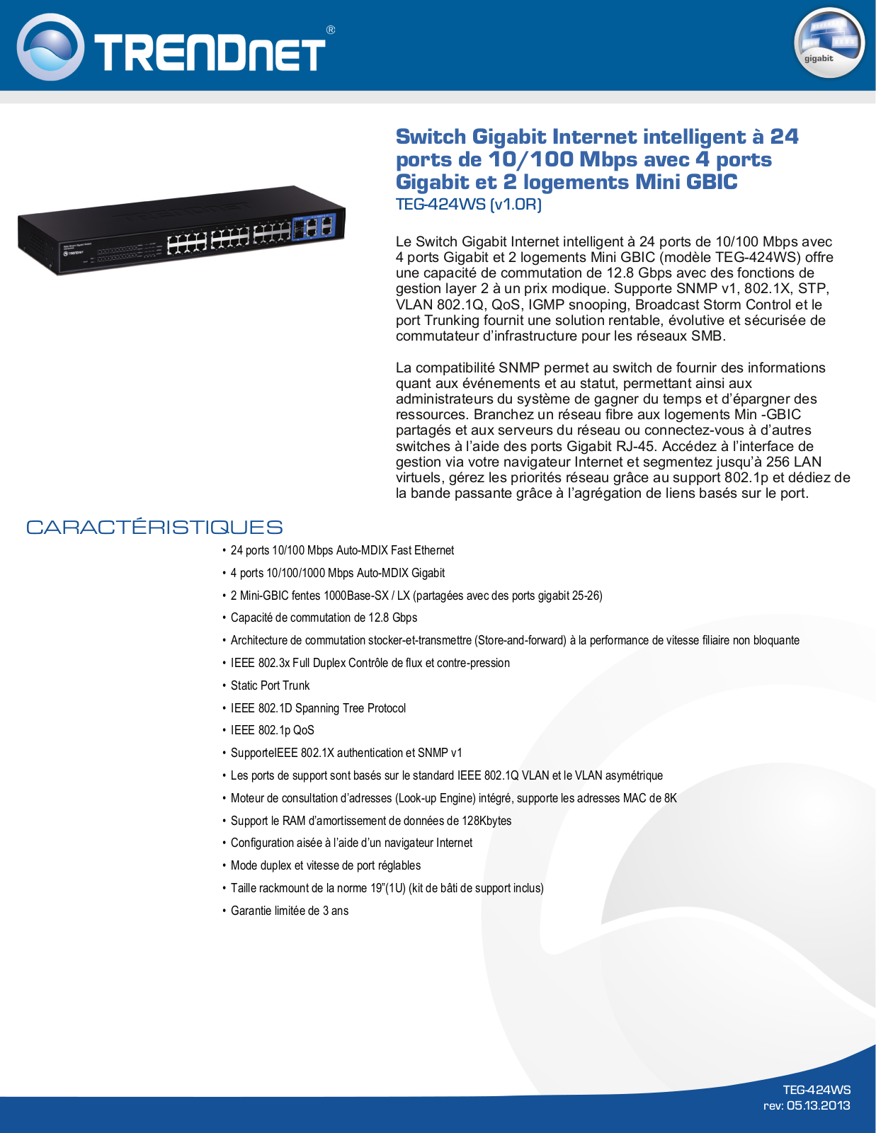 Trendnet TEG-424WS Datasheet