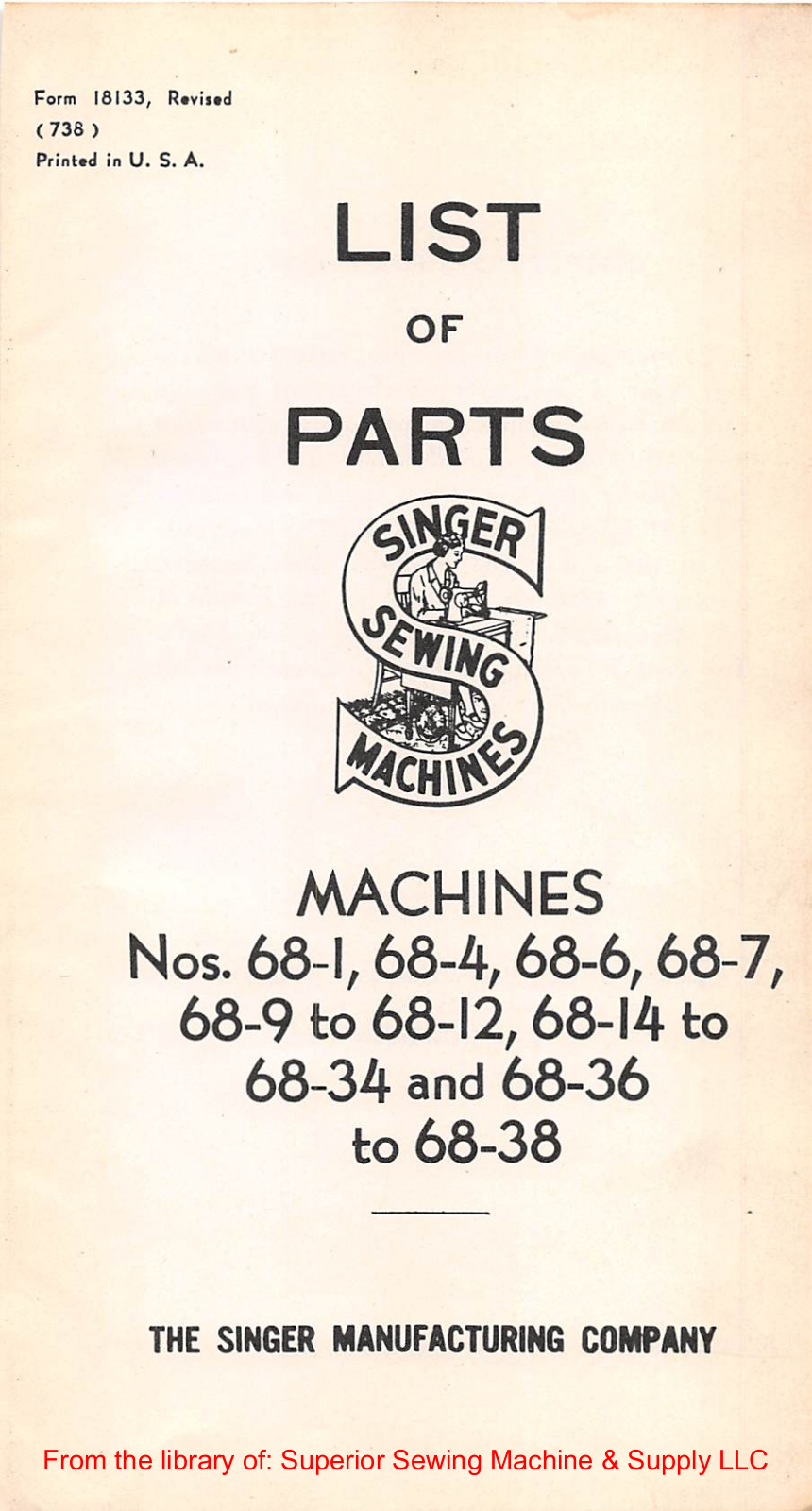 Singer 68-1, 68-4, 68-6, 68-7, 68-9 User Manual