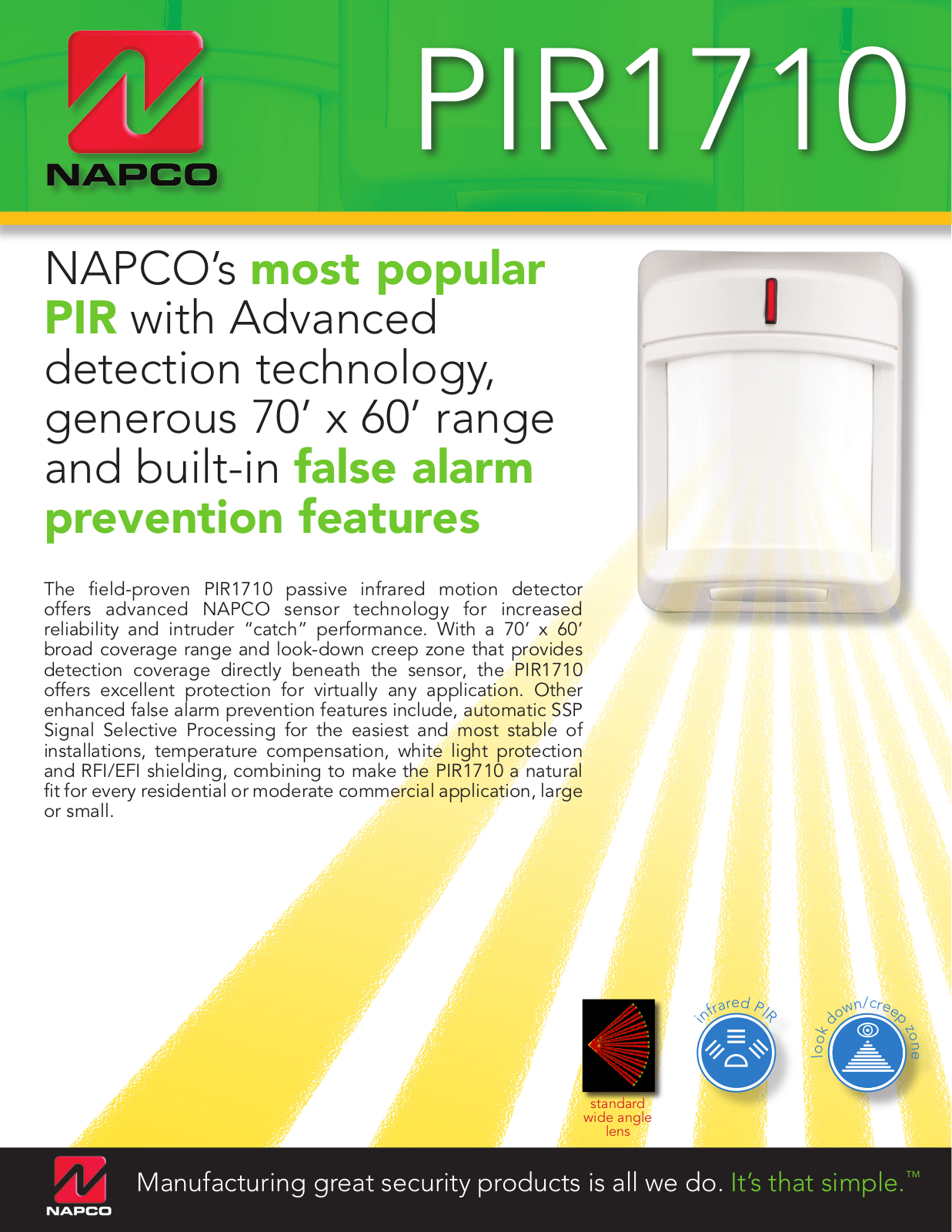 Napco PIR 1710 DATASHEET