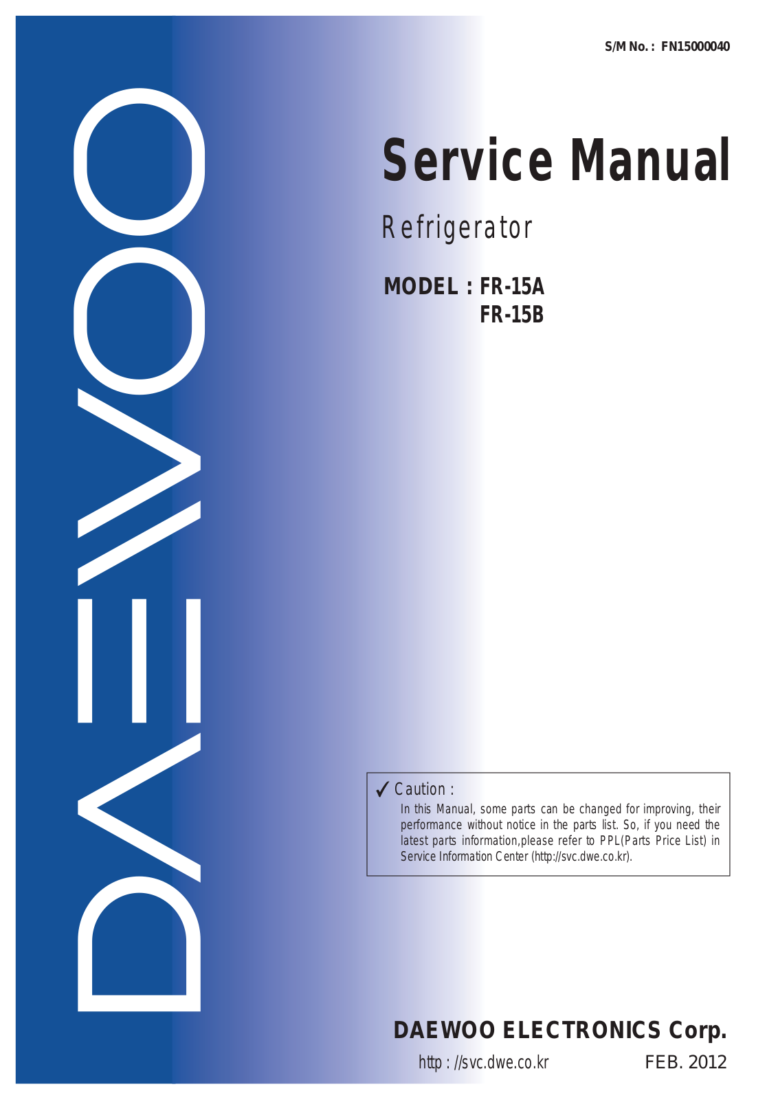 Daewoo FR-15B Service Manual