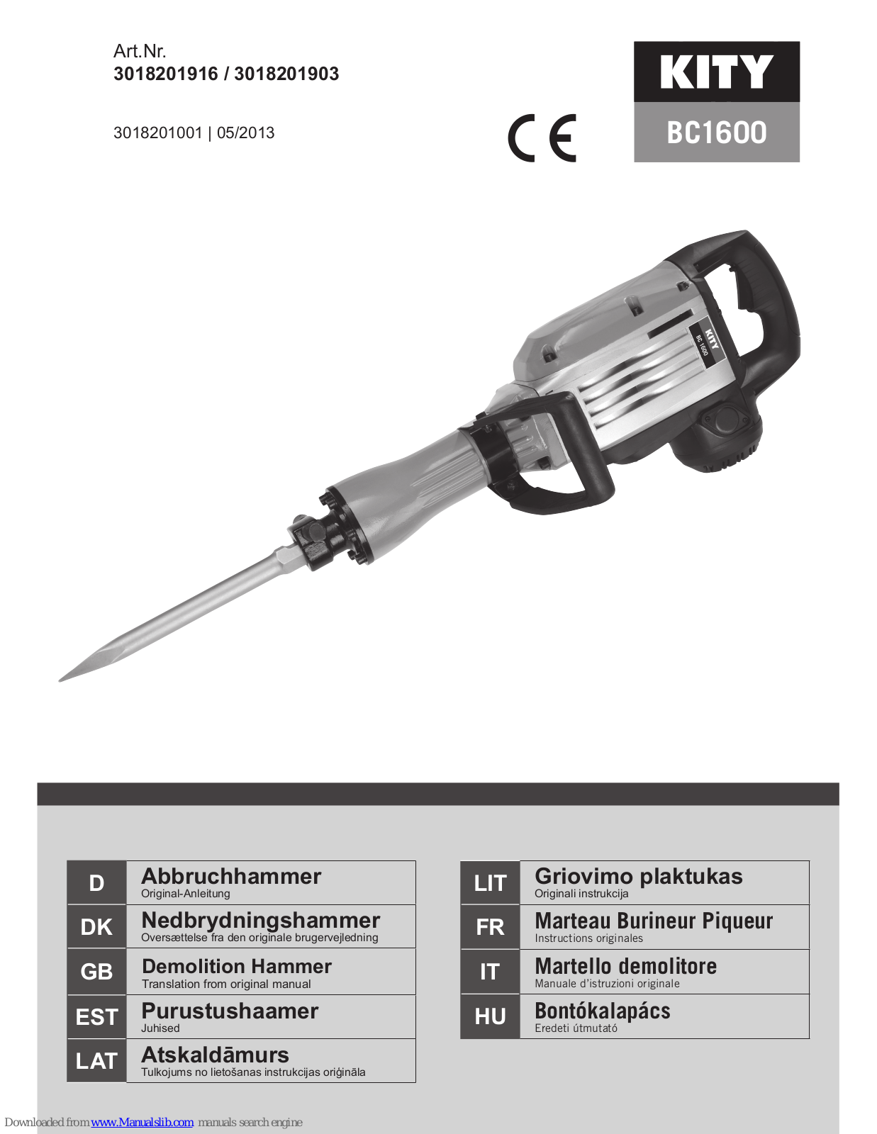 Kity BC1600 User Manual - ManualMachine.com