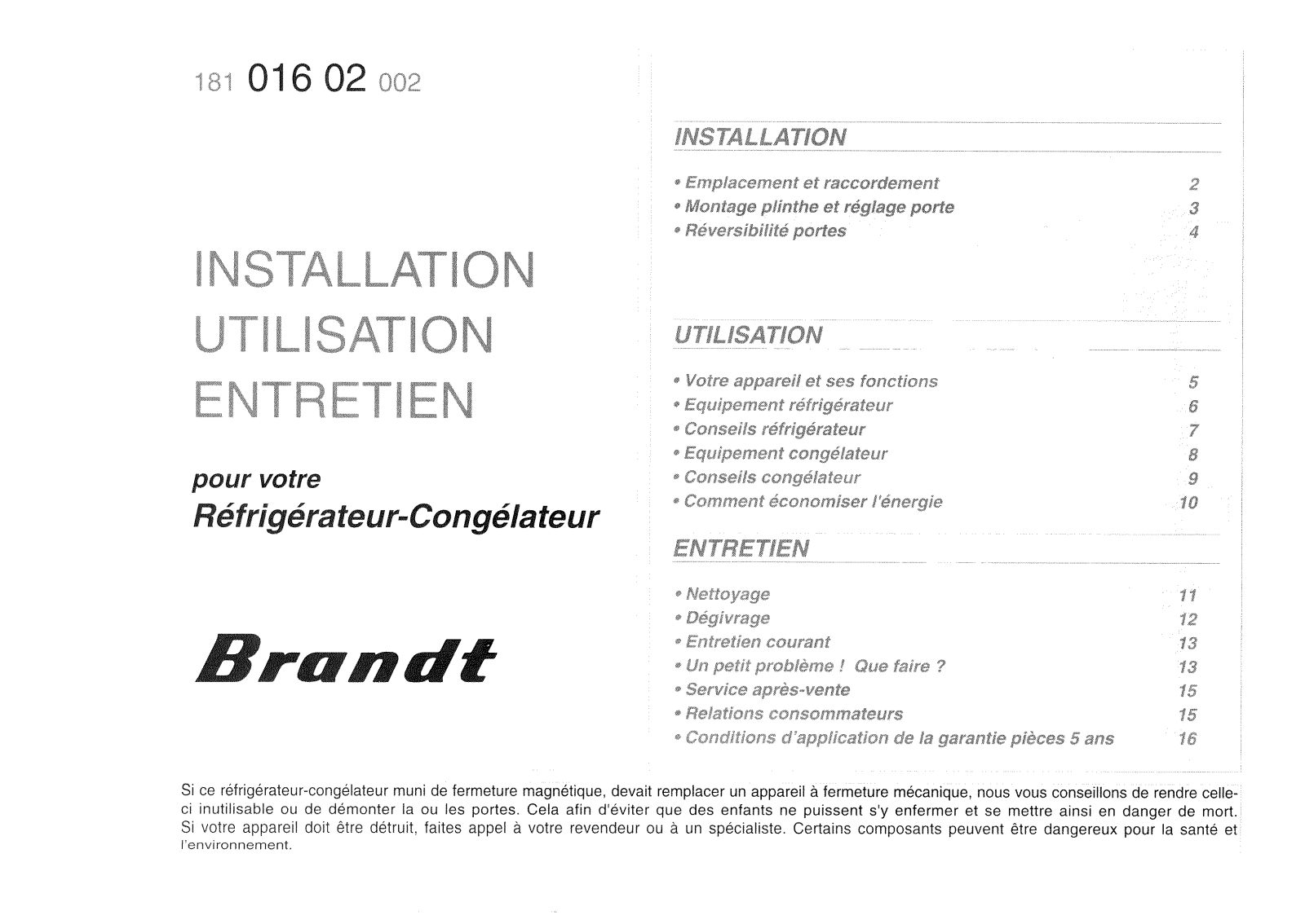 BRANDT RD635 User Manual