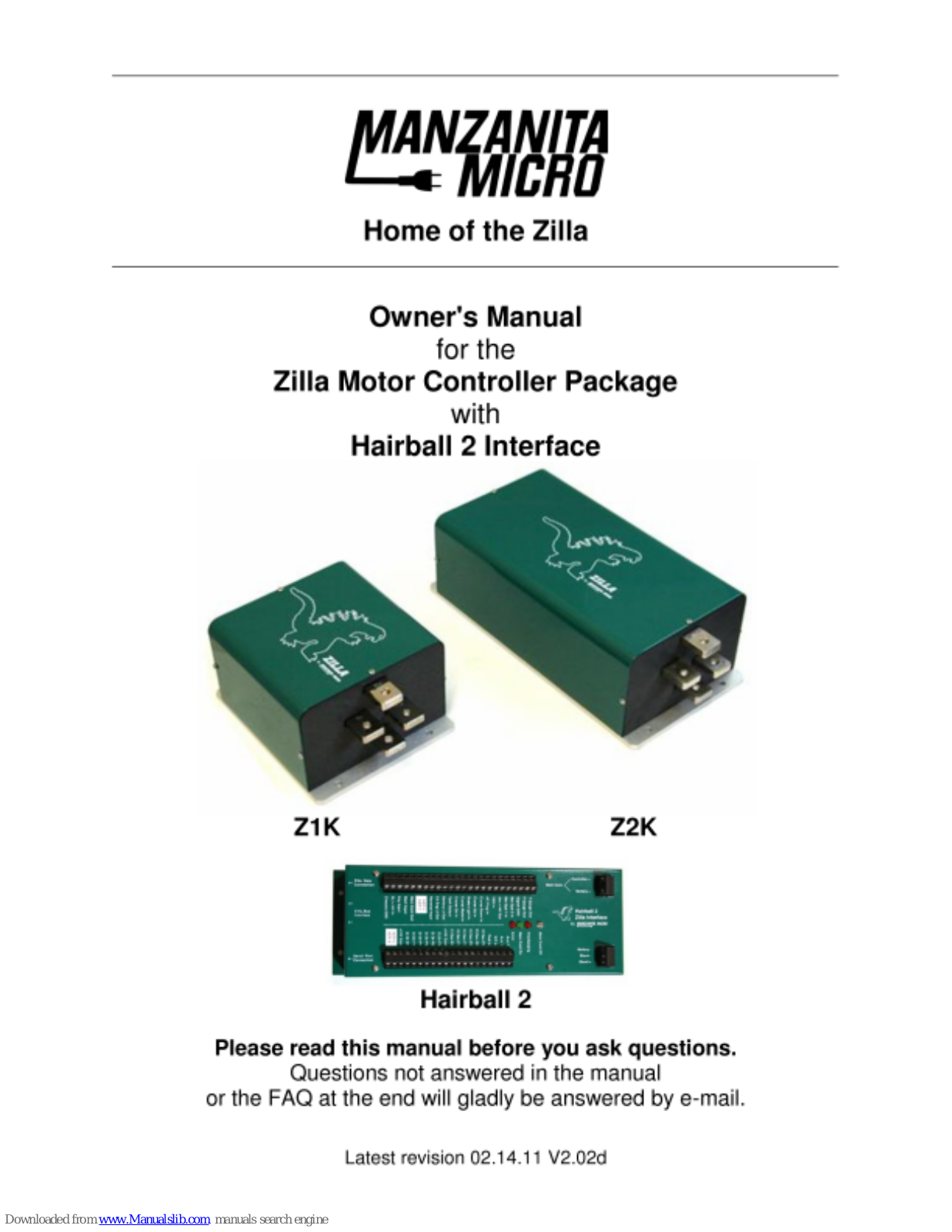 Manzanita Micro Z1K-LV, Z1K-HV, Z2K-LV, Z2K-HV, Z2K-EHV Owner's Manual