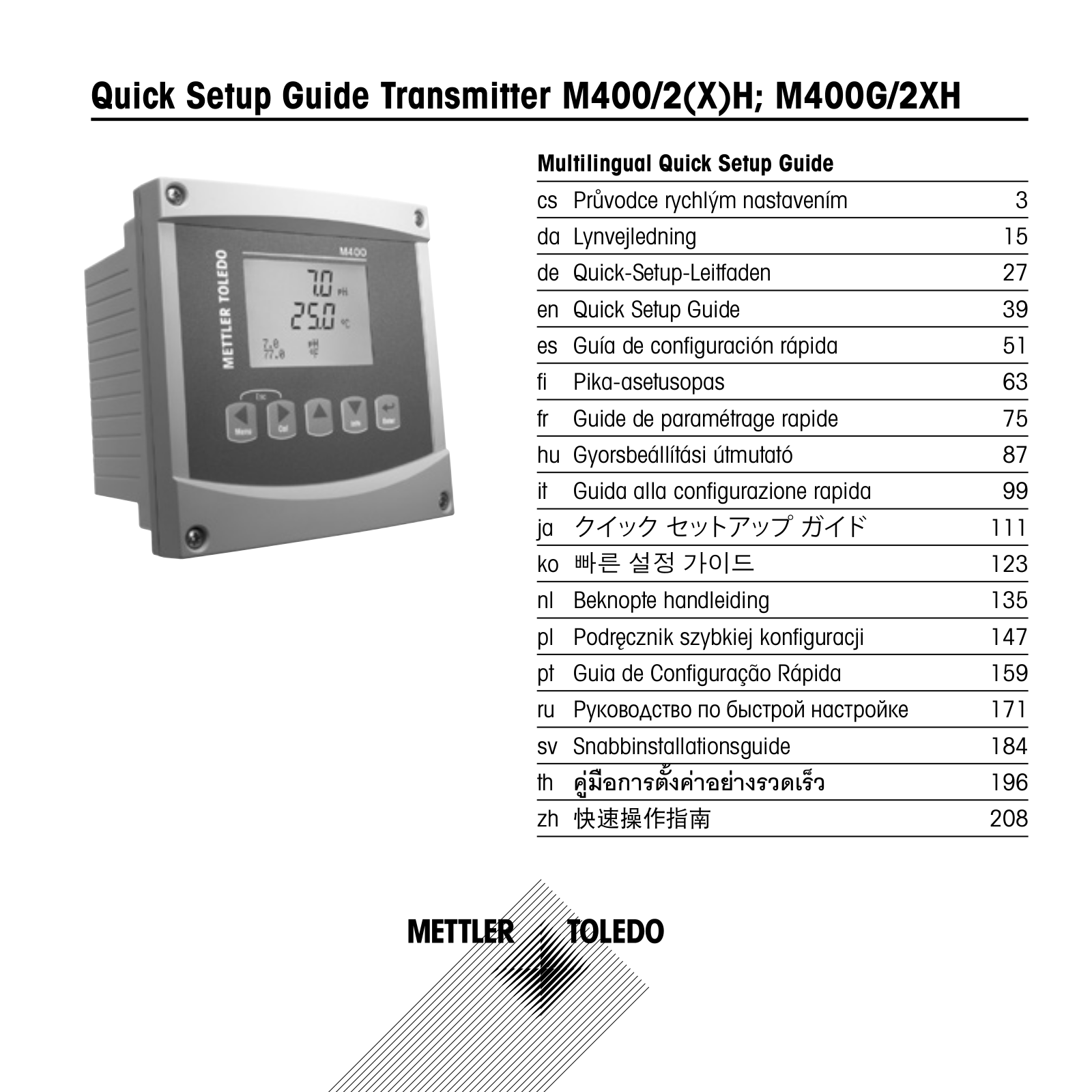 Mettler Toledo M400/2H, M400G/2XH, M400/2XH Quick Setup Manual