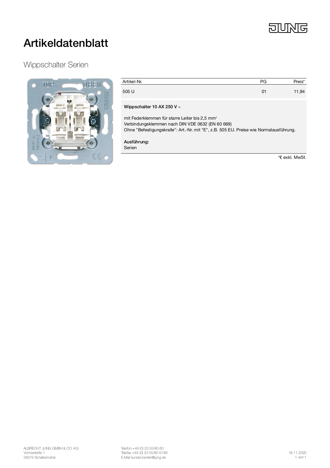 Jung 505 U User Manual