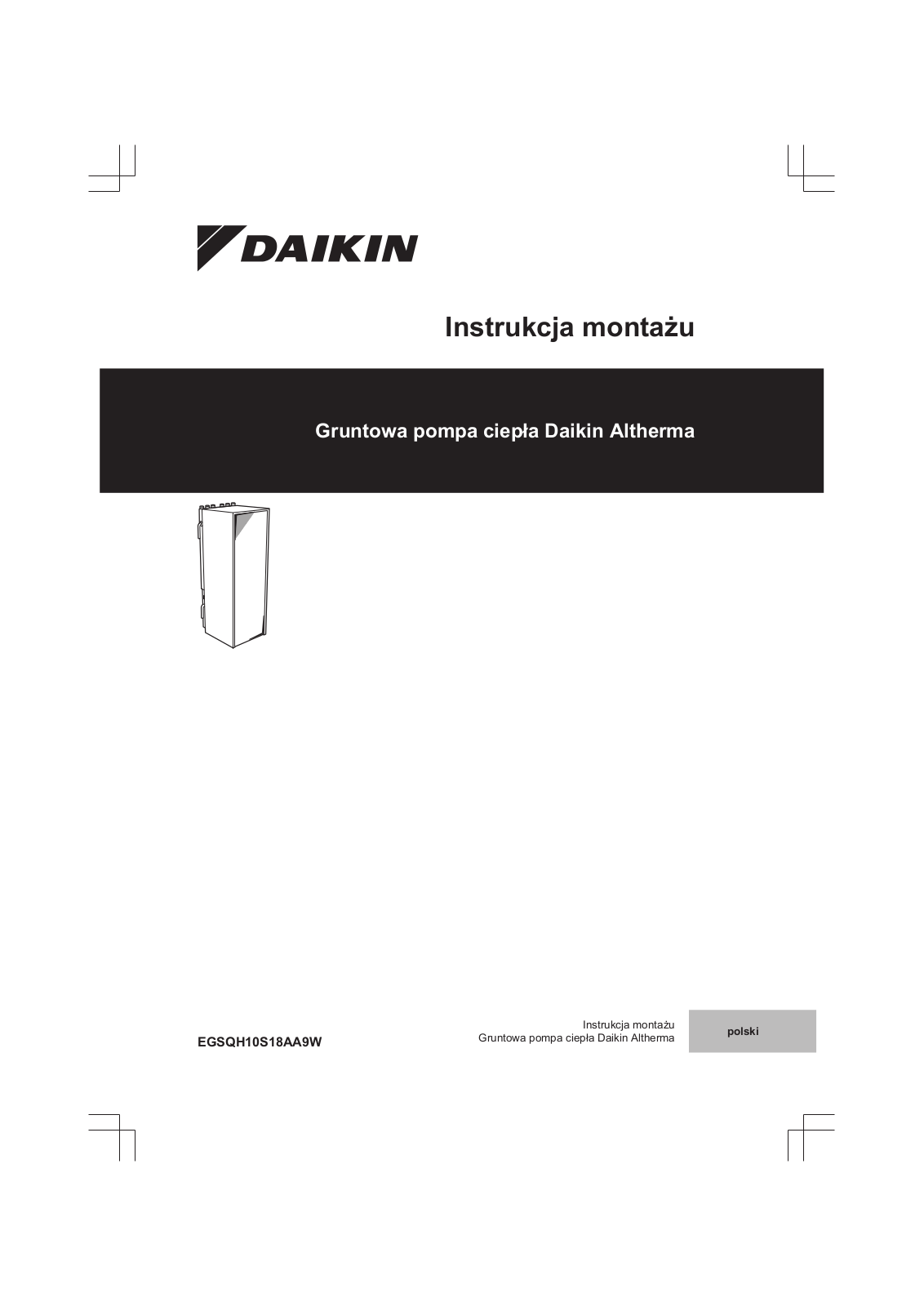 Daikin EGSQH10S18AA9W Installation manuals