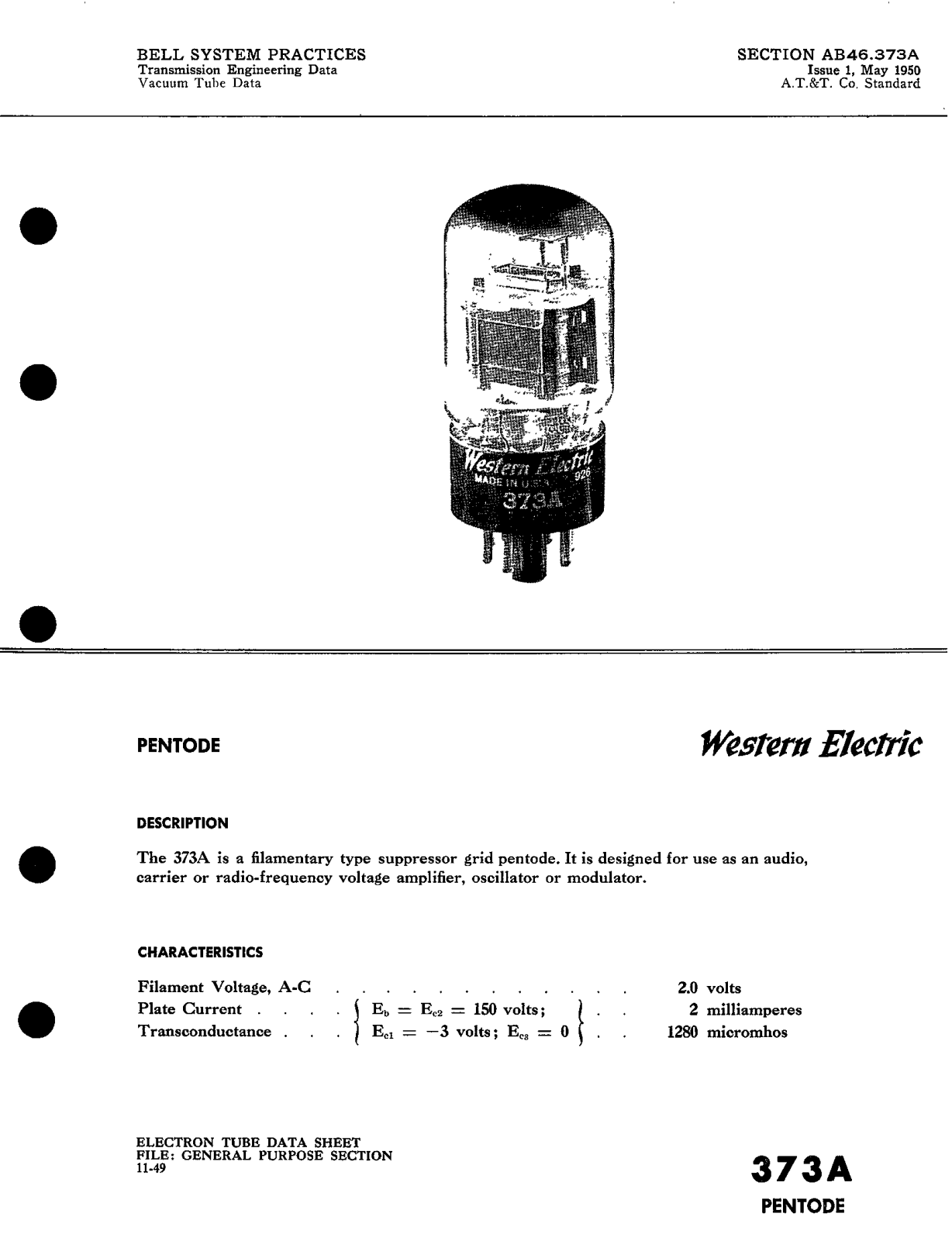 Western Electric 373-A Brochure