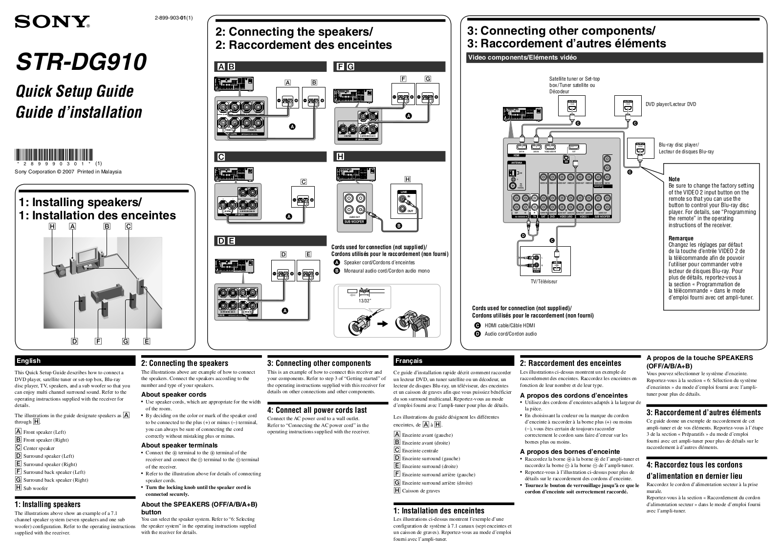 Sony STR-DG910 Setup Guide