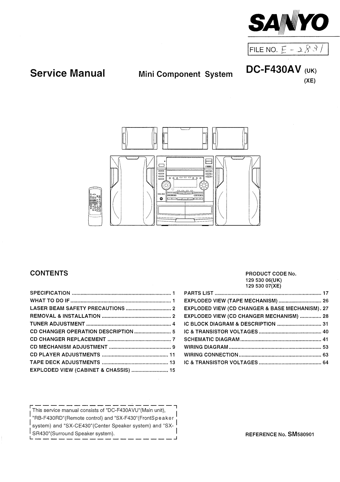 Sanyo DC F430AV Service Manual